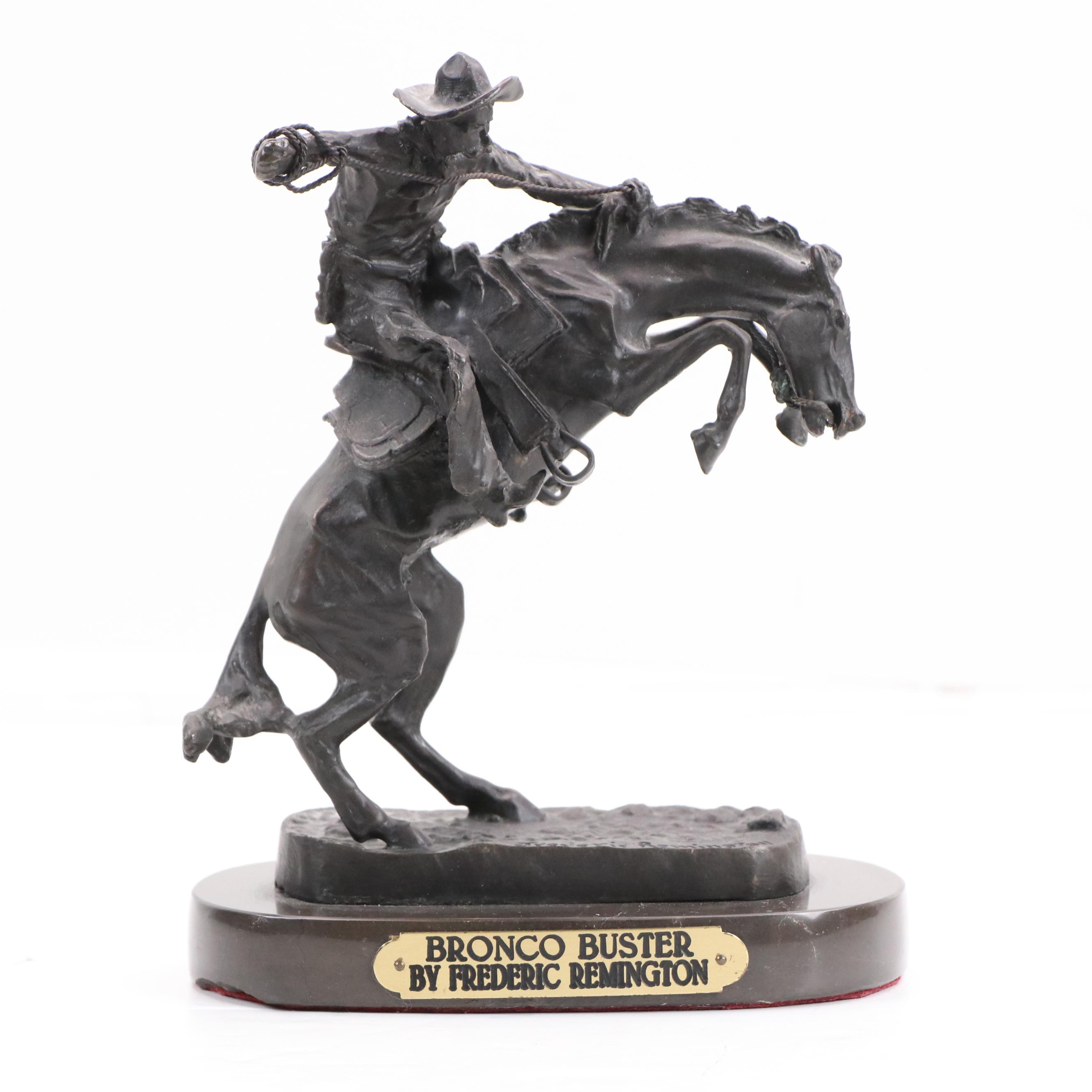 Bronze Sculpture After Frederic Remington "Bronco Buster"