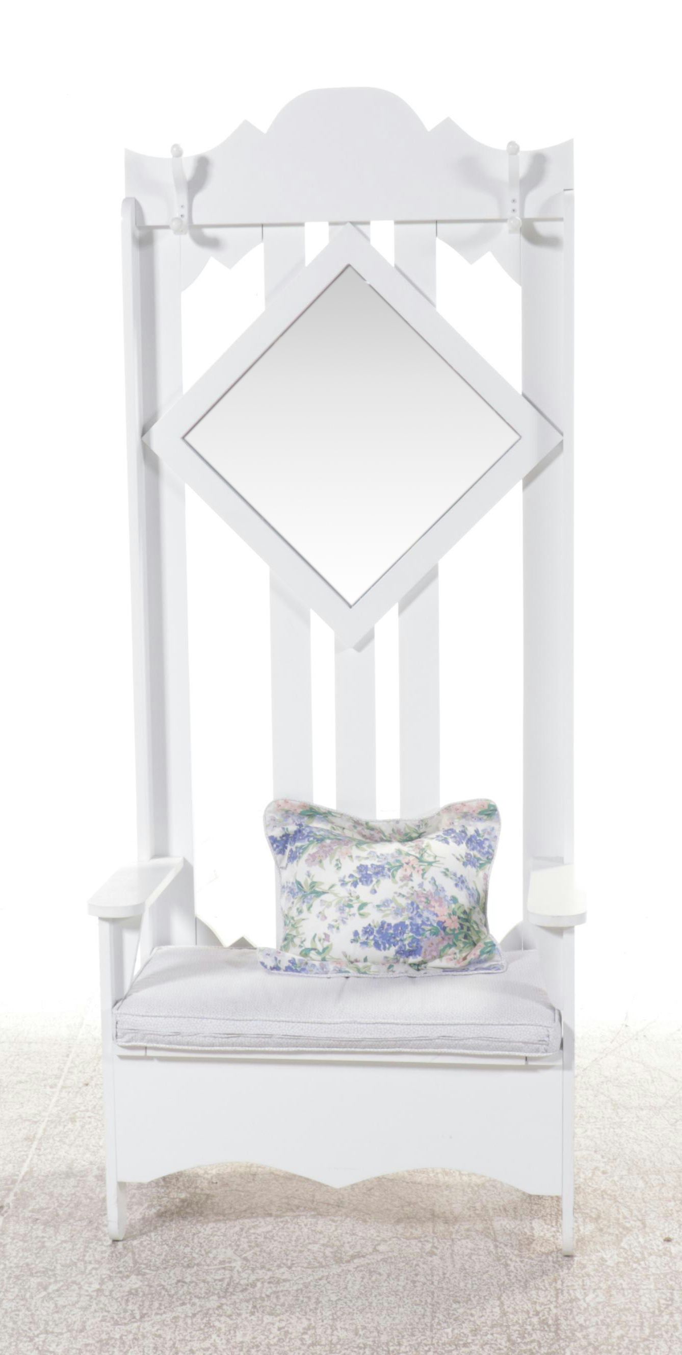 Traditional Style Painted White Hall Tree