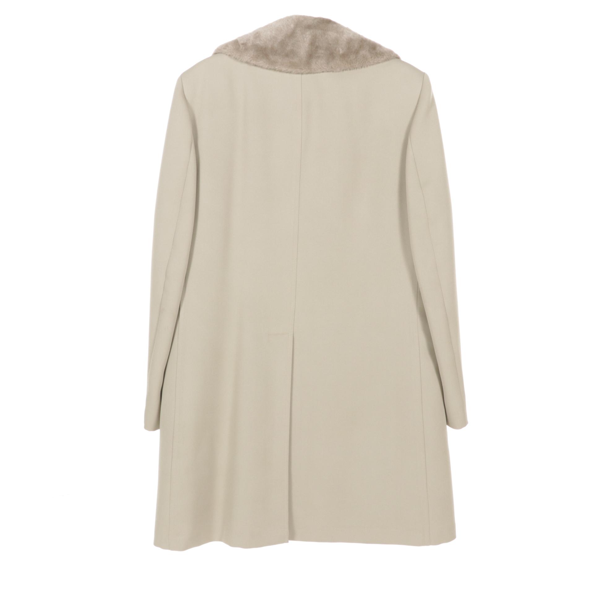 Men's London Fog Sage Green Fur-Lined Coat and Women's Tan Wool Coat