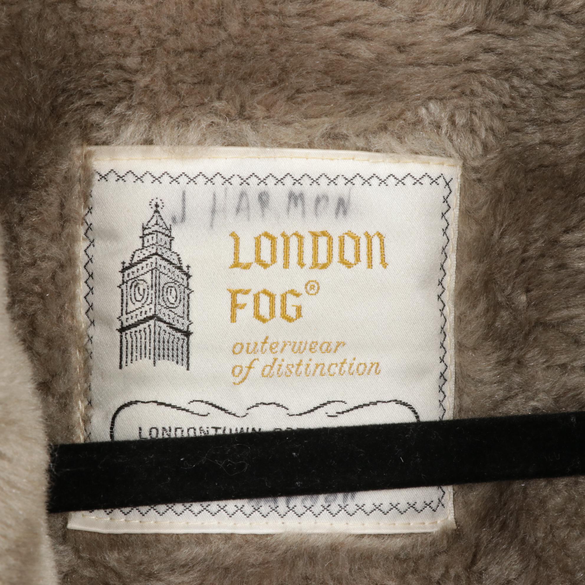 Men's London Fog Sage Green Fur-Lined Coat and Women's Tan Wool Coat