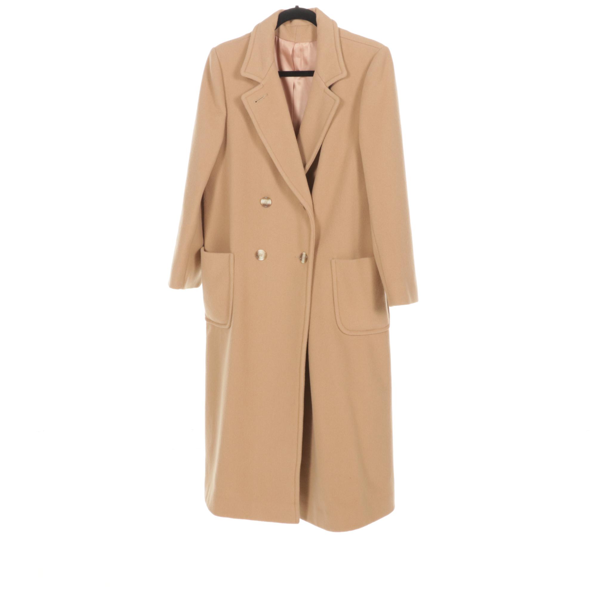 Men's London Fog Sage Green Fur-Lined Coat and Women's Tan Wool Coat