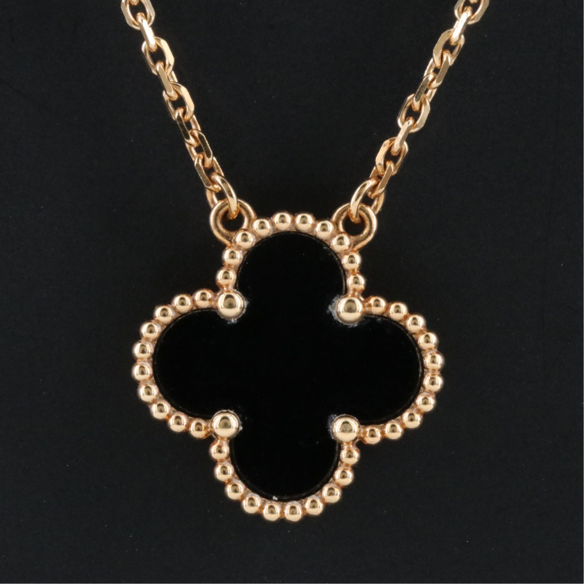 Van Cleef & Arpels Vintage Alhambra 18K Black Onyx Necklace