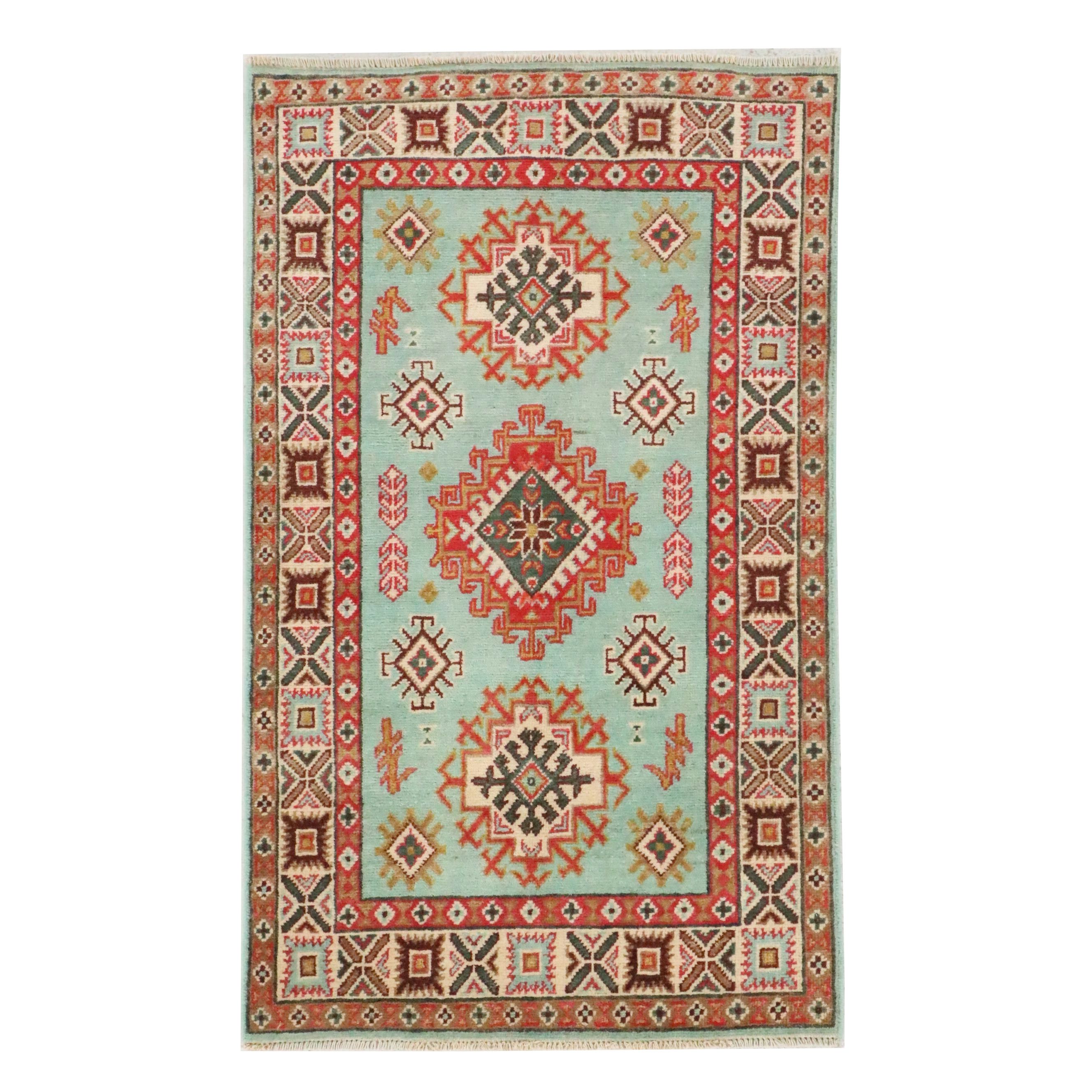 2'7 x 4'4 Hand-Knotted Afghan Kazak Accent Rug