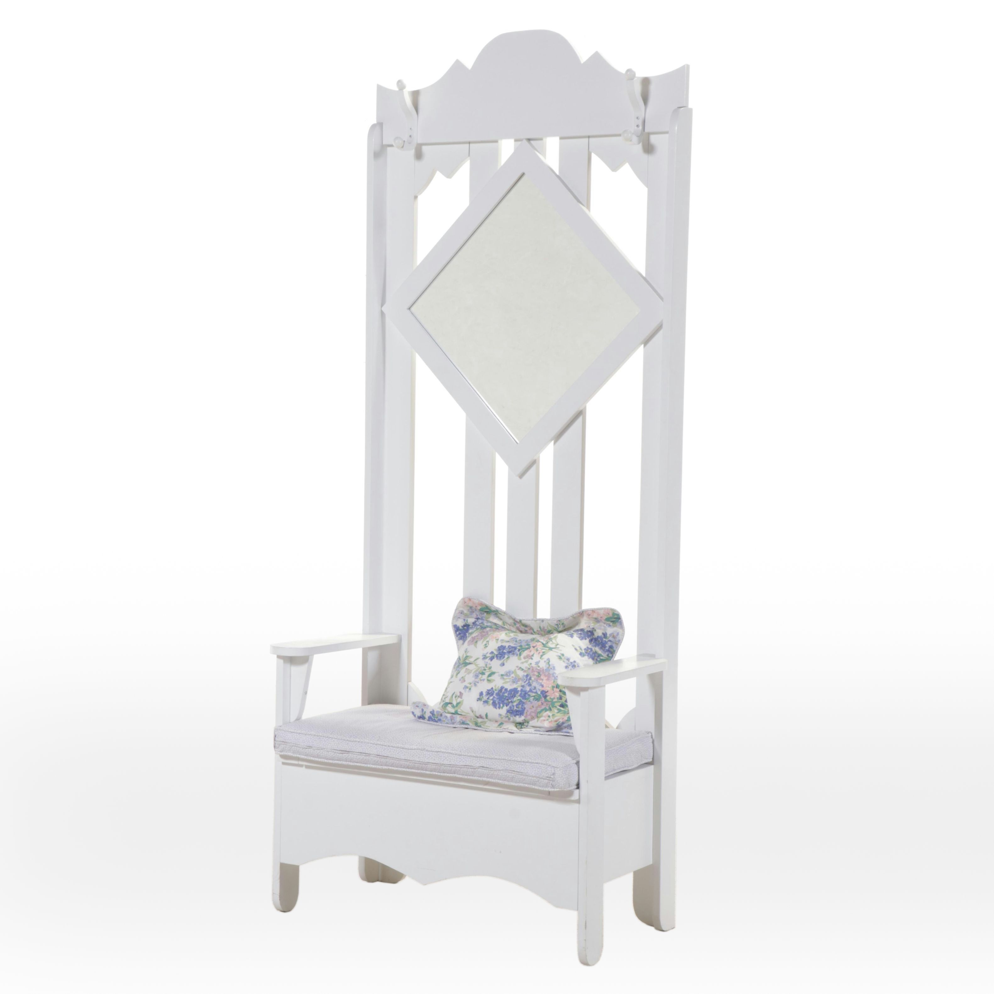 Traditional Style Painted White Hall Tree