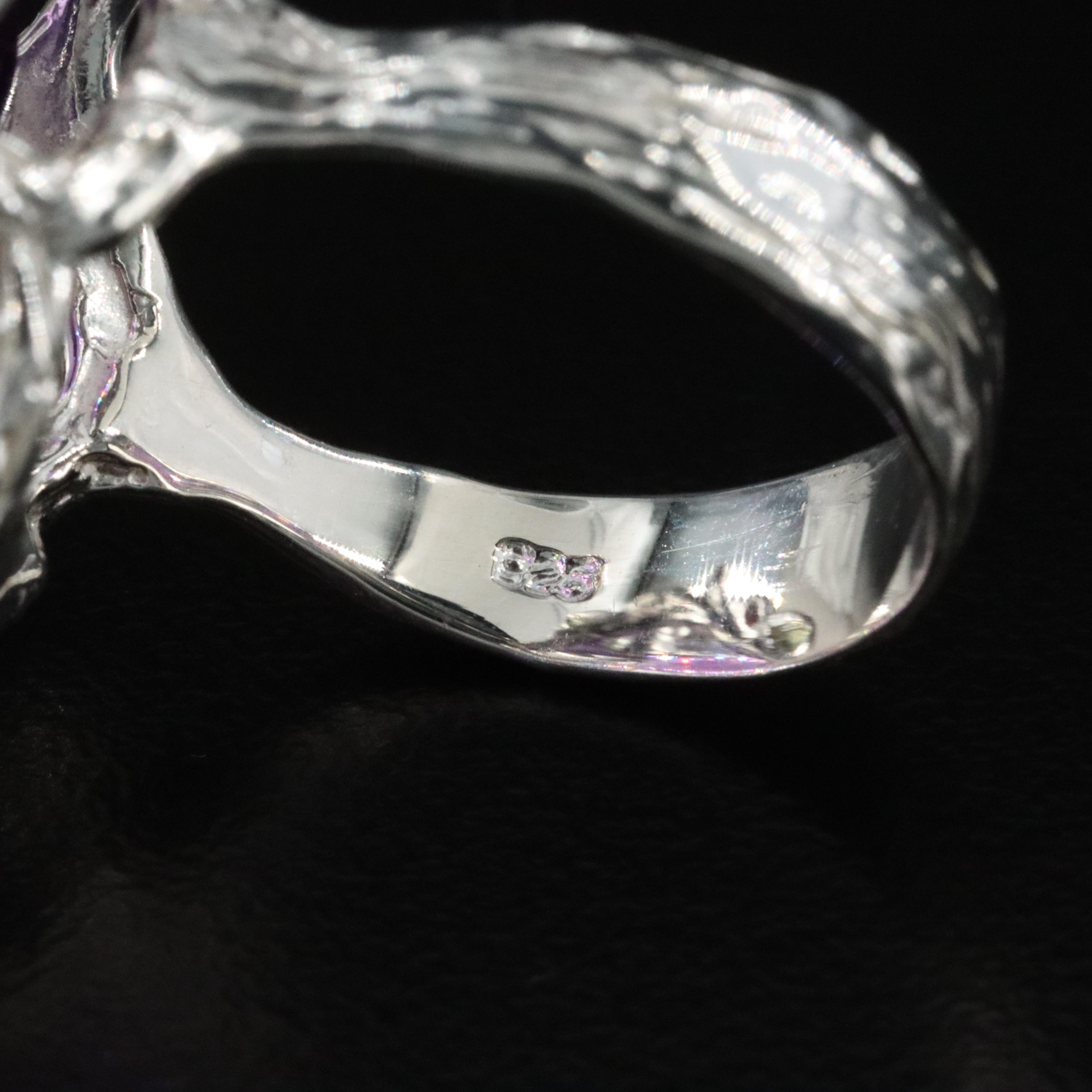 Sterling Amethyst, Peridot and Opal Rectangular Ring