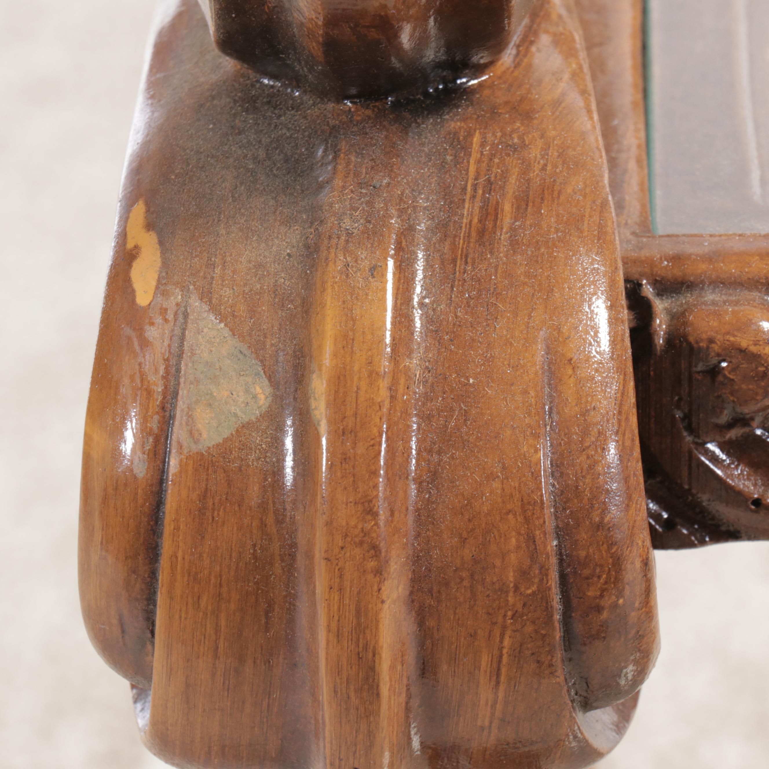Rococo Revival Hardwood and Glass Two-Tiered Shelf, 19th Century