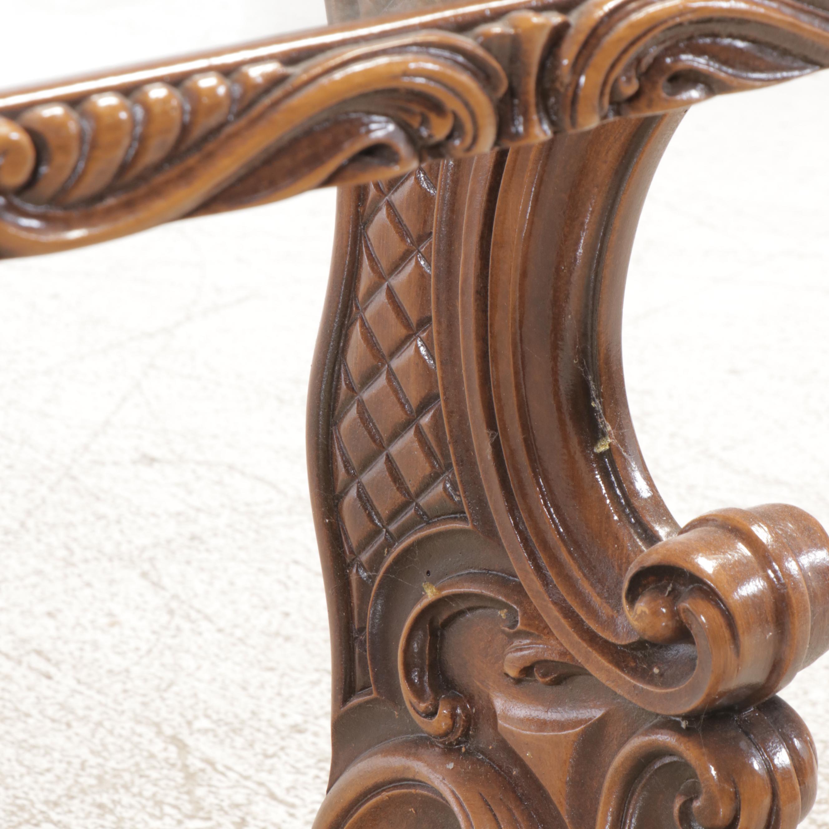 Rococo Revival Hardwood and Glass Two-Tiered Shelf, 19th Century