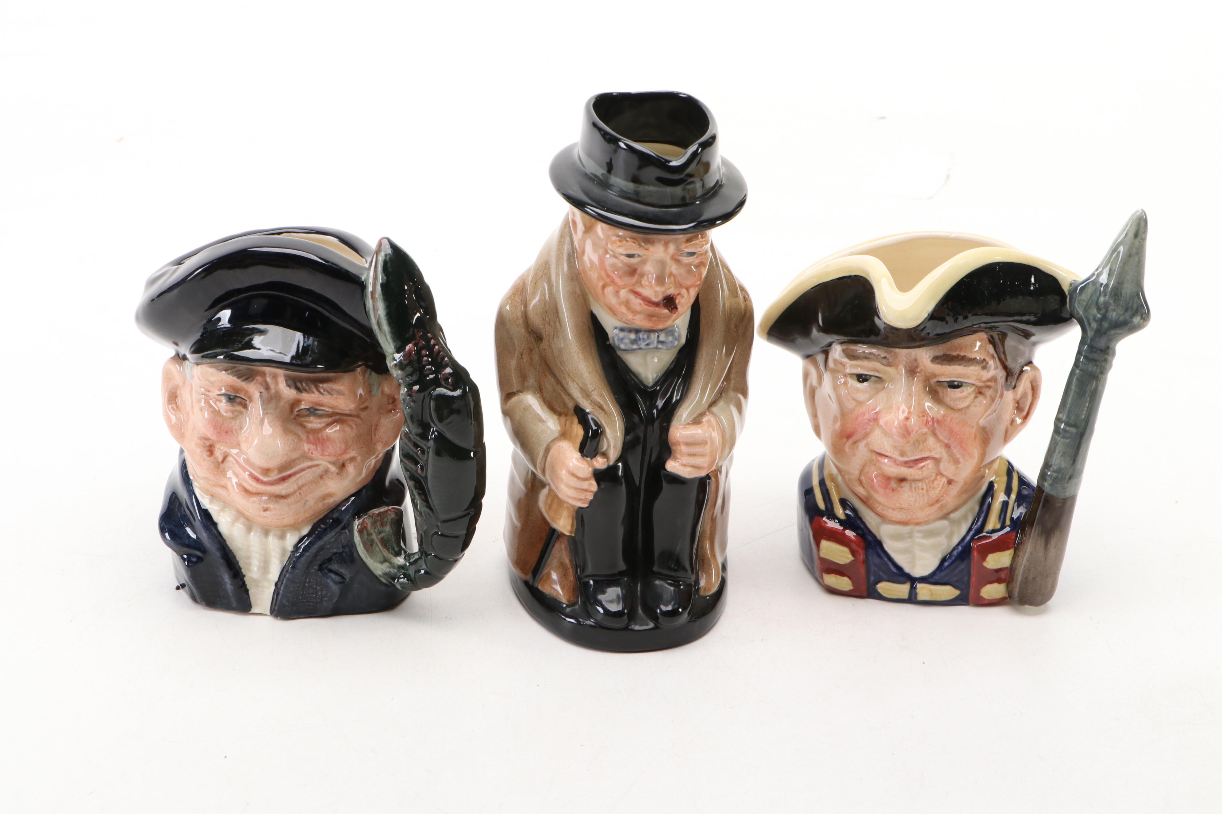 Royal Doulton Winston Churchill Toby Jug with Robin Hood and More Character Mugs