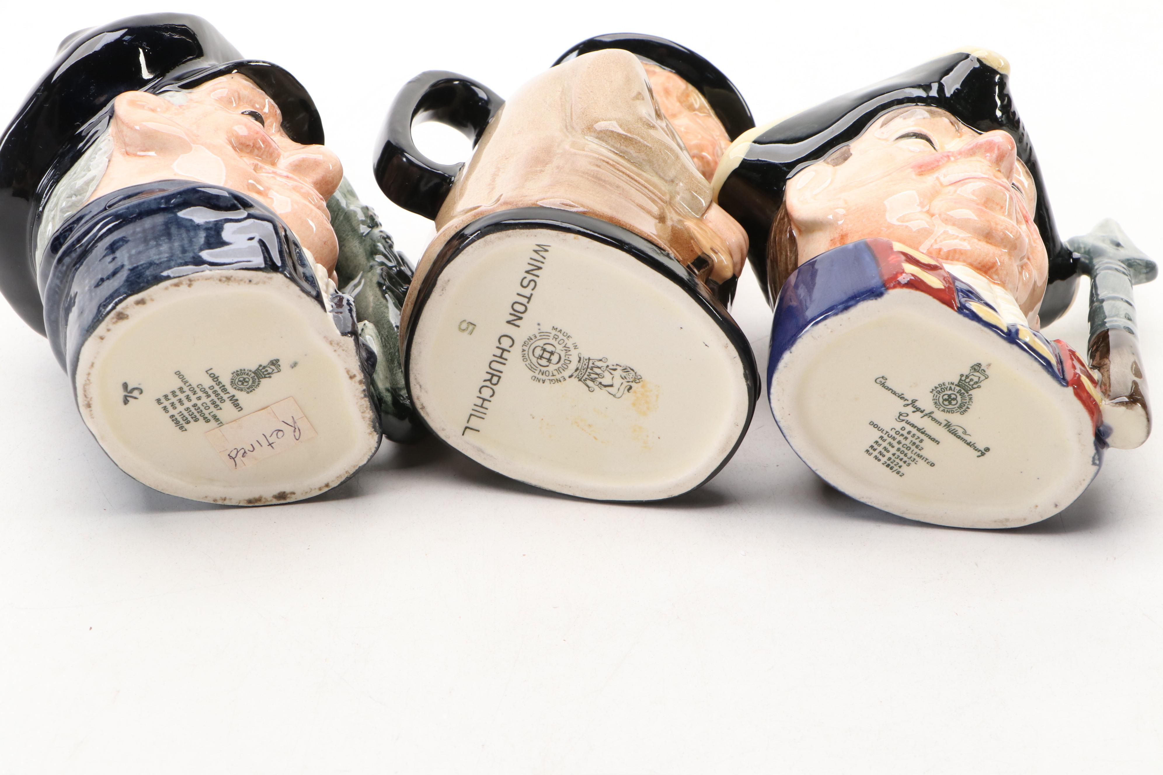 Royal Doulton Winston Churchill Toby Jug with Robin Hood and More Character Mugs