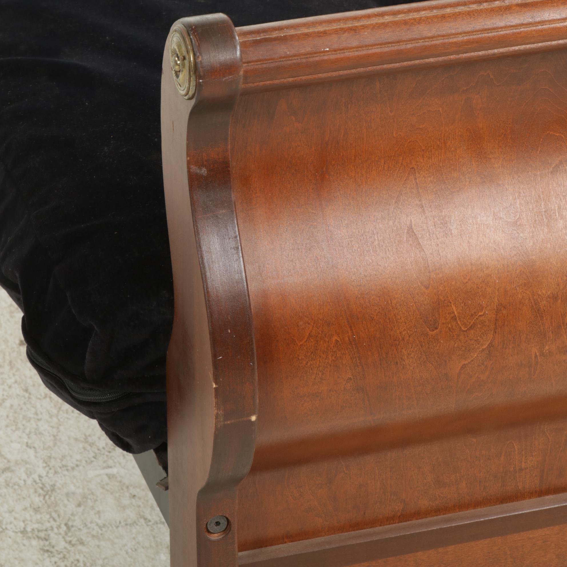 Full Size Futon with Empire Style Mahogany Finished Arms