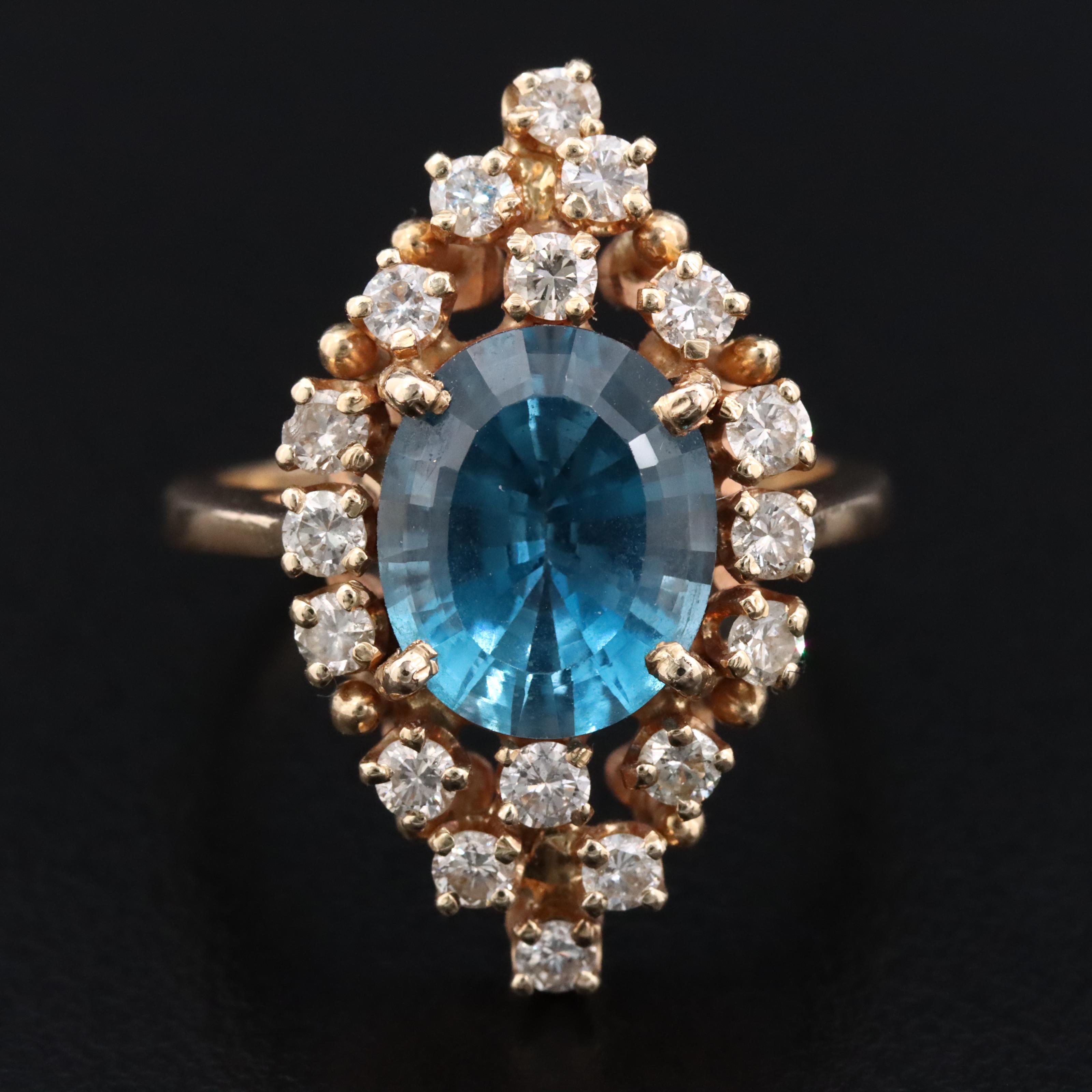 14K Topaz and Diamond Ring