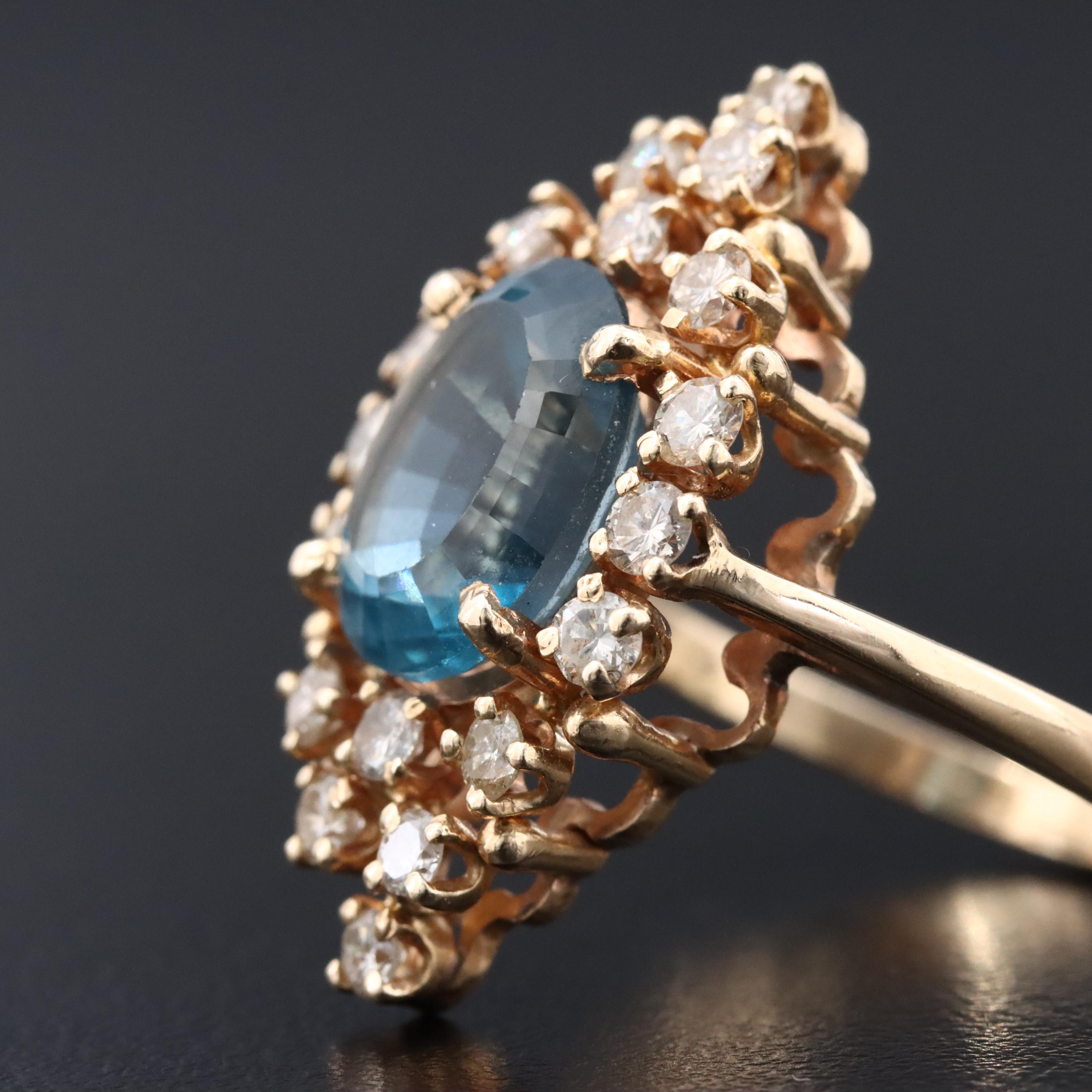 14K Topaz and Diamond Ring