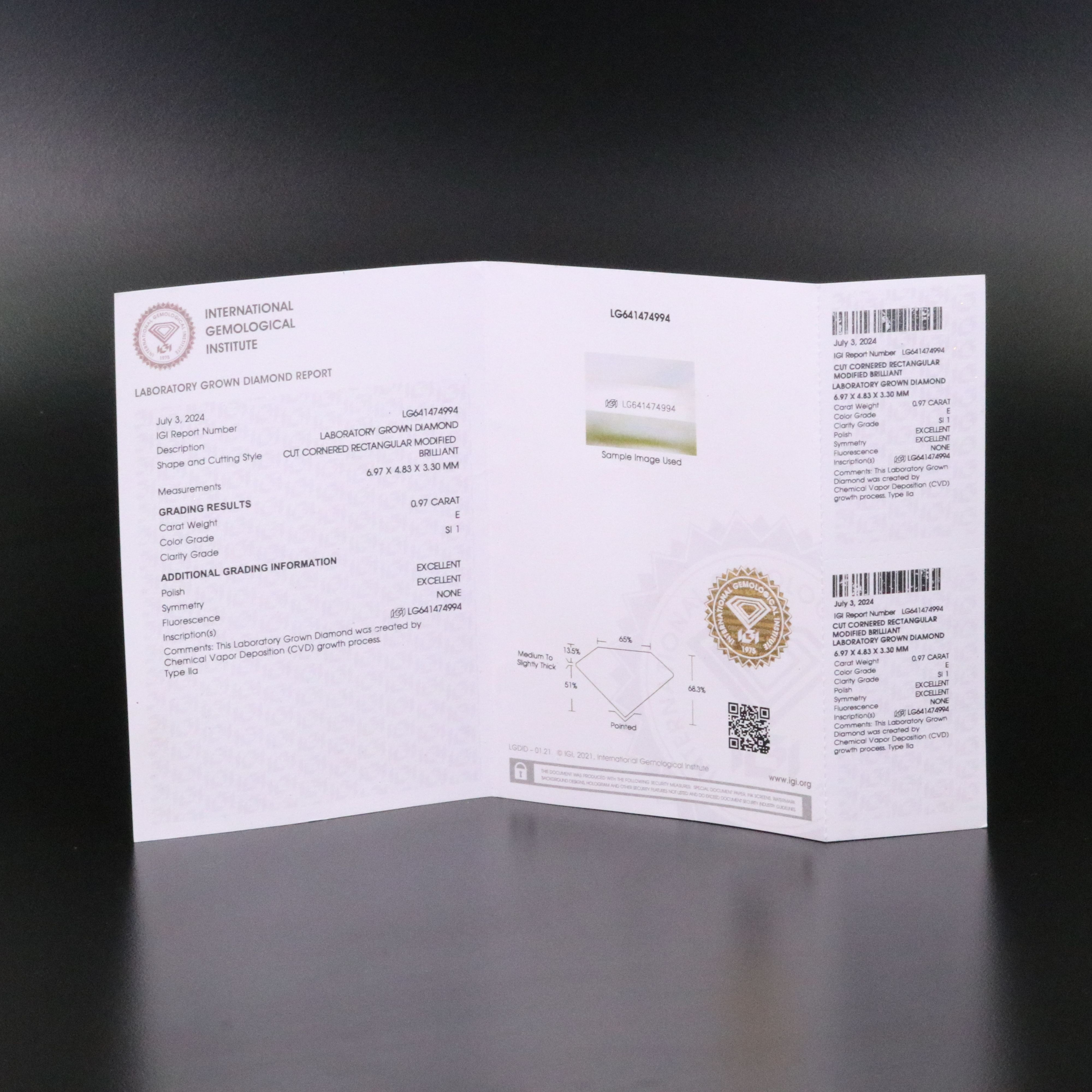 Loose 0.97 CT Lab Grown Diamond with IGI Report