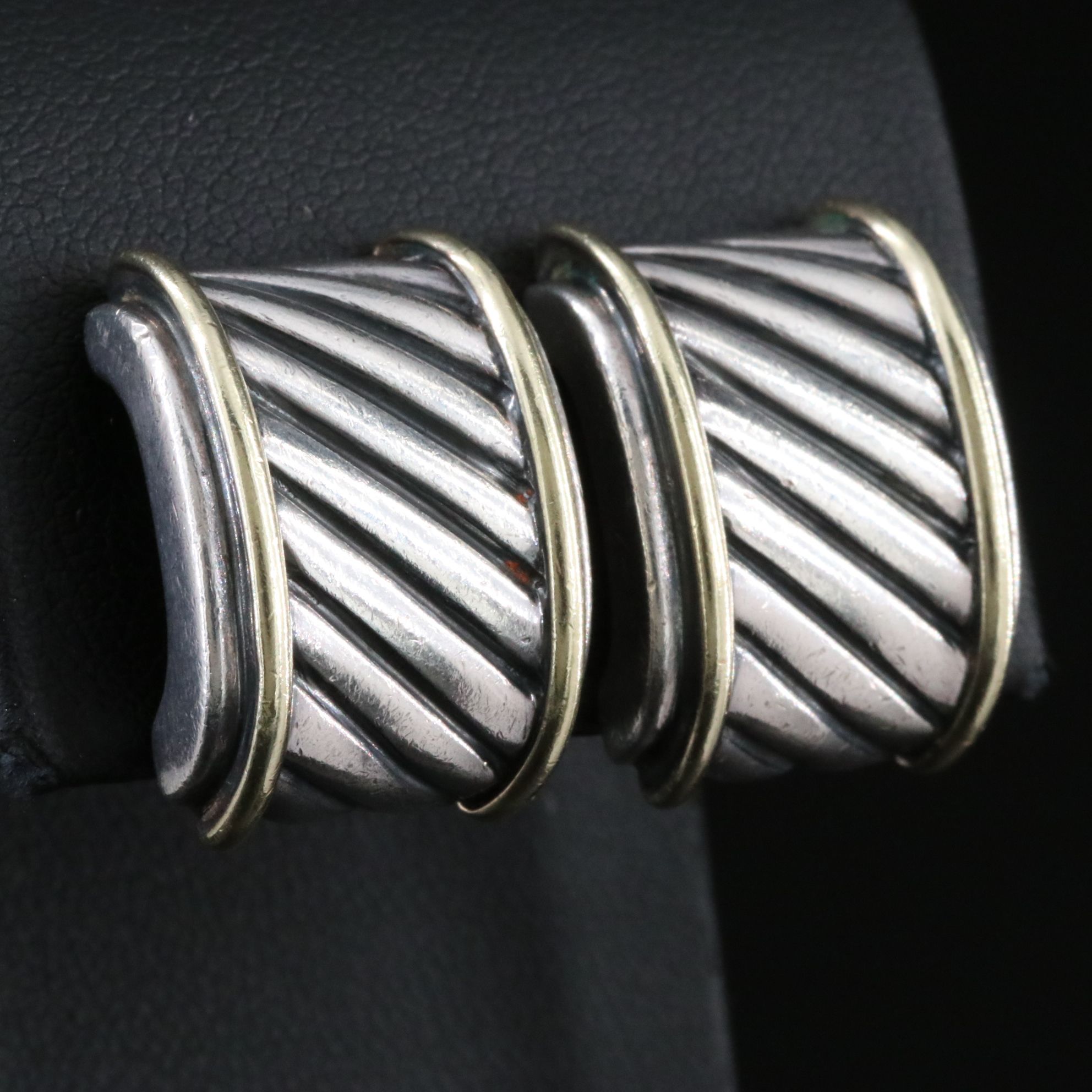 David Yurman Sterling Cable Clip Earrings with 14K Accents