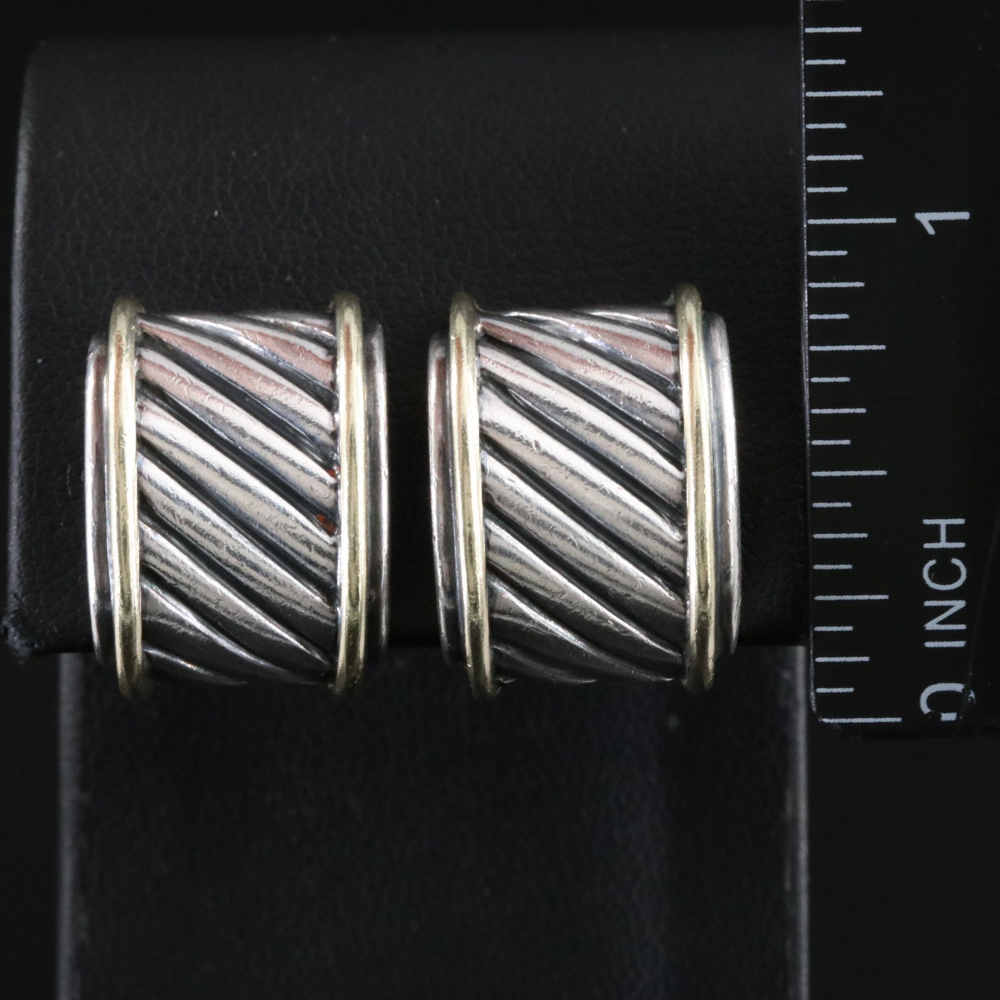 David Yurman Sterling Cable Clip Earrings with 14K Accents