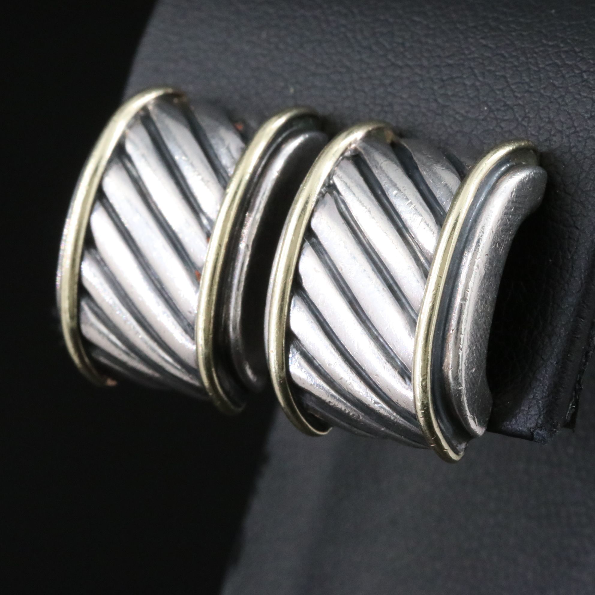 David Yurman Sterling Cable Clip Earrings with 14K Accents