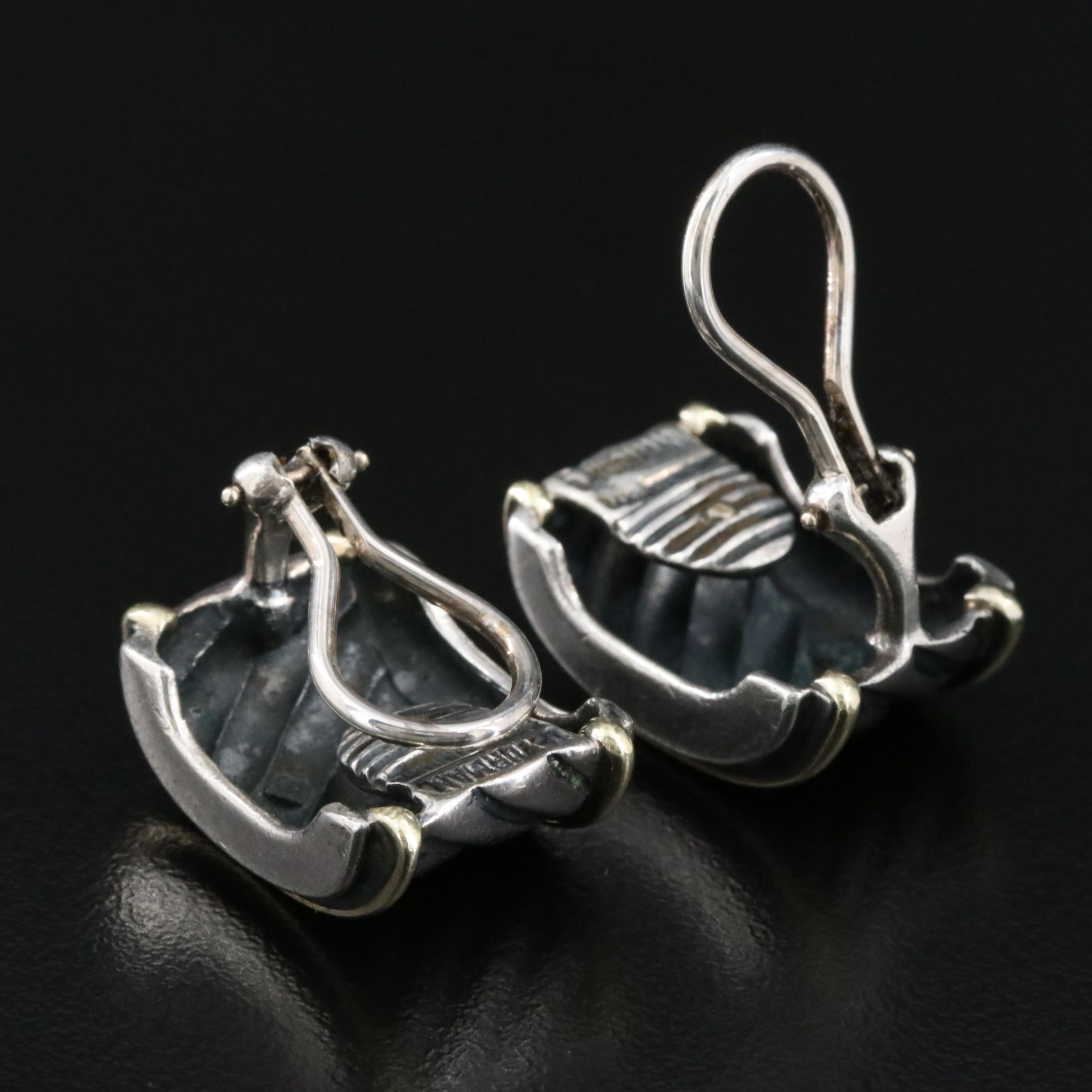 David Yurman Sterling Cable Clip Earrings with 14K Accents