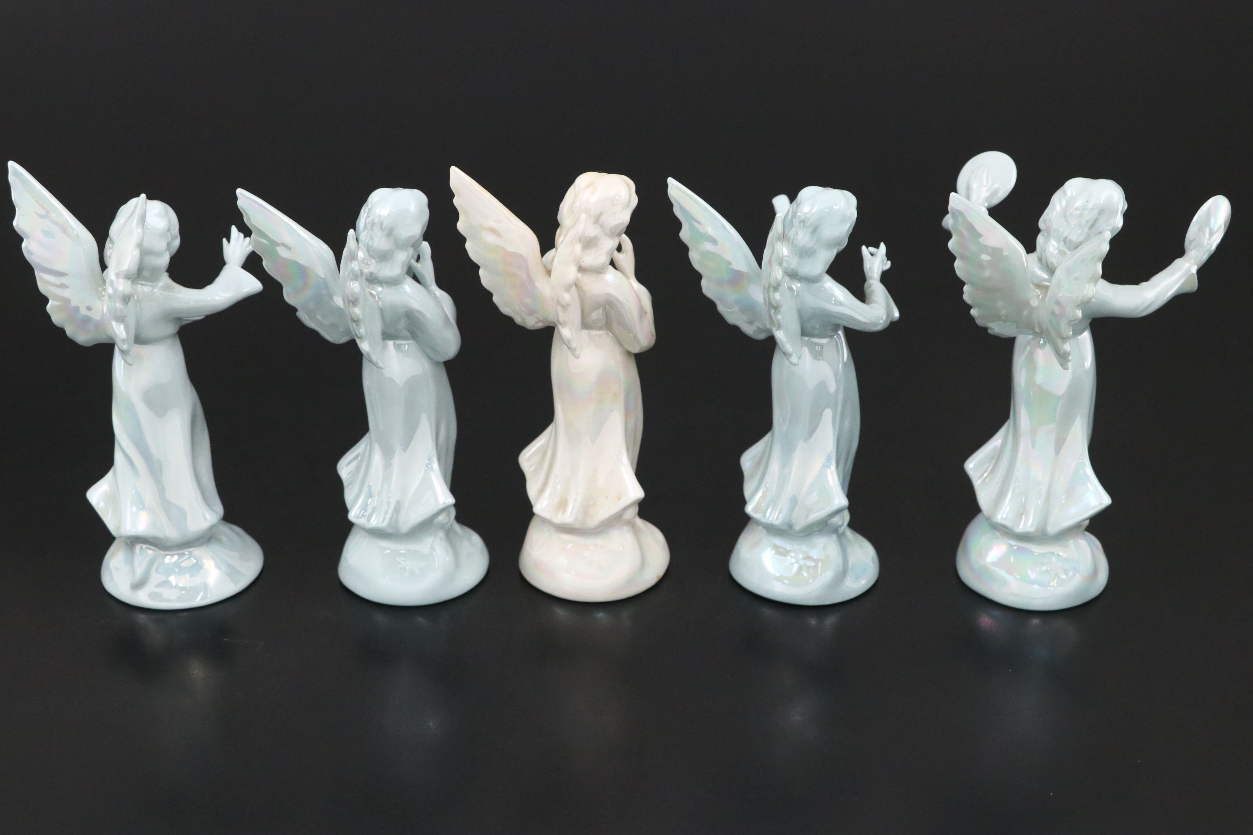 Dresden Germany Porcelain Iridescent Glaze Angel Choir Figurines