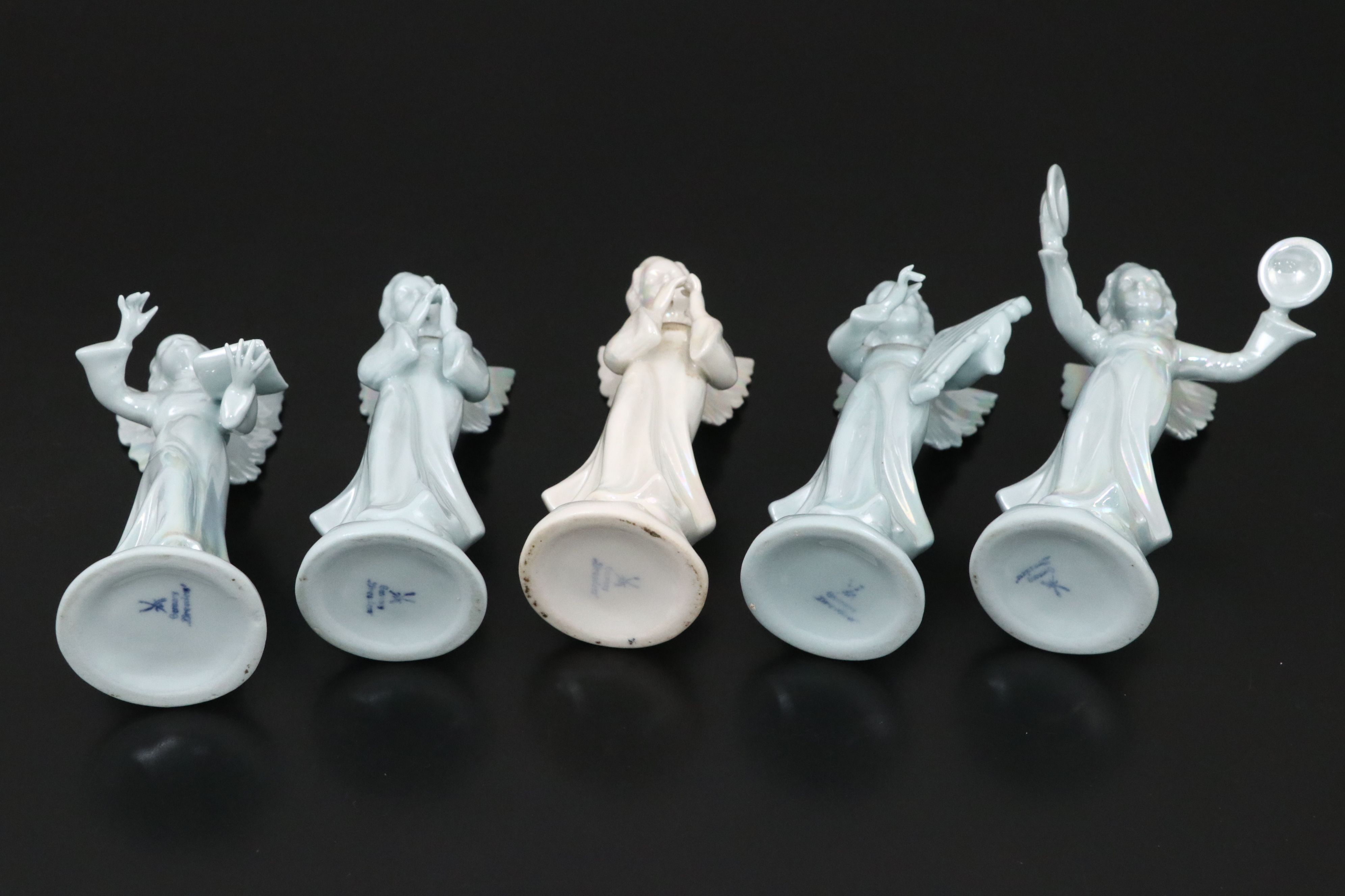 Dresden Germany Porcelain Iridescent Glaze Angel Choir Figurines
