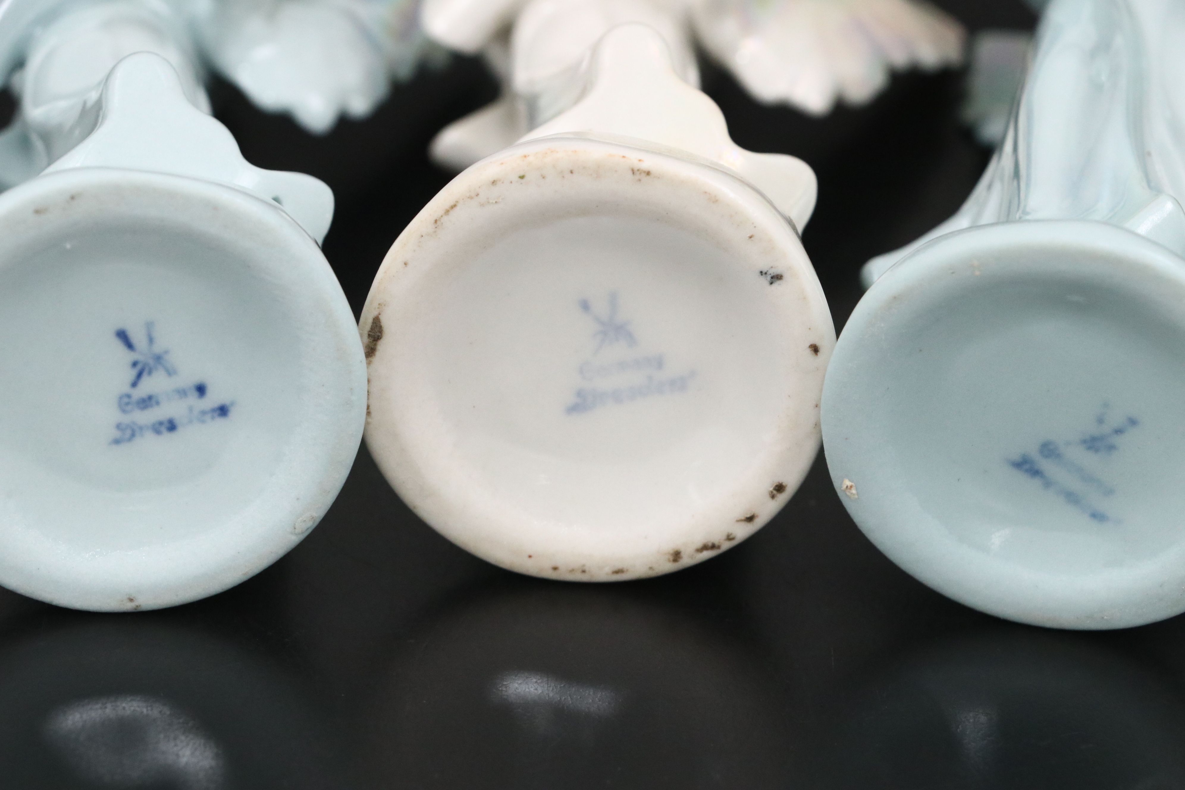 Dresden Germany Porcelain Iridescent Glaze Angel Choir Figurines