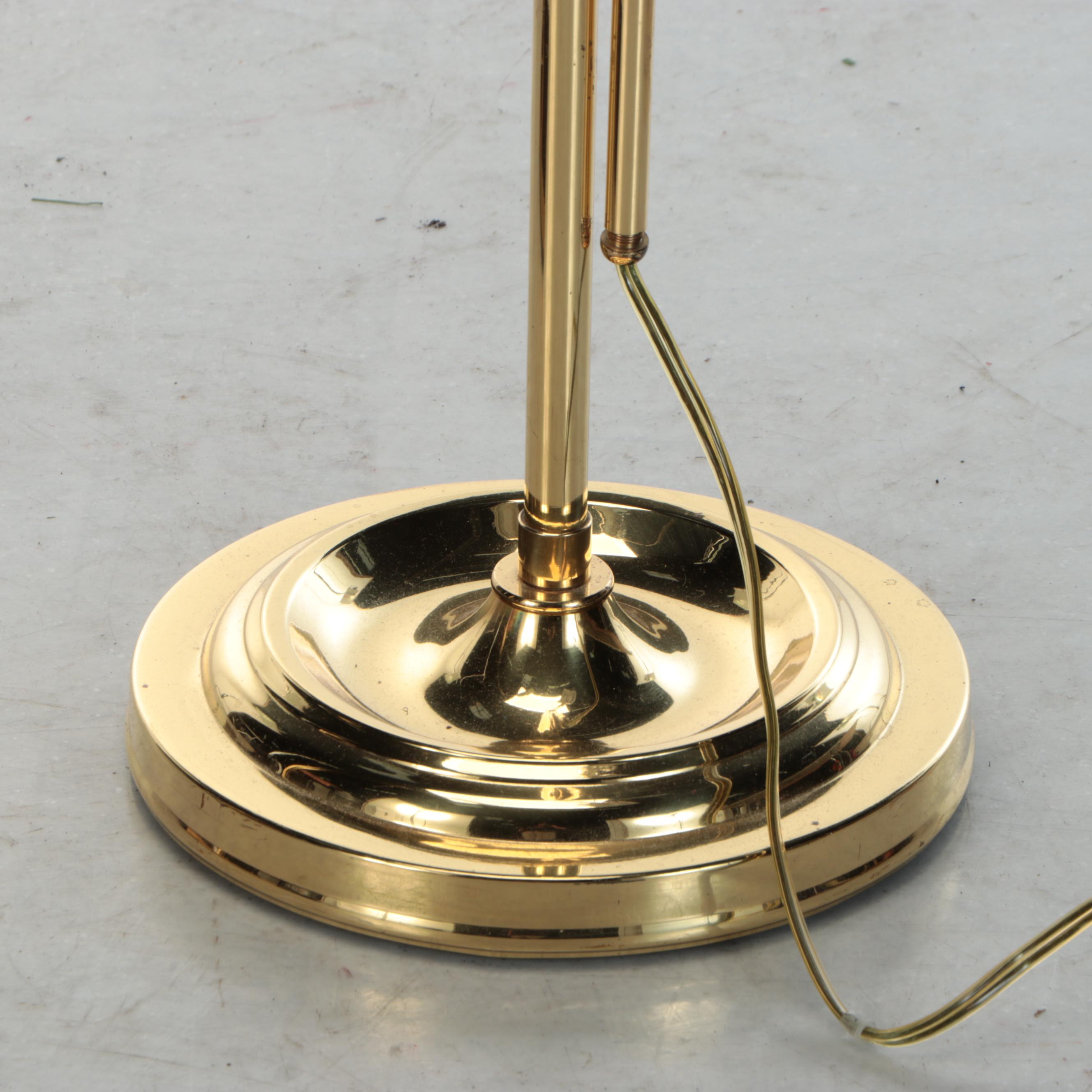 Two Brass Pharmacy Floor Lamps, Mid to Late 20th Century
