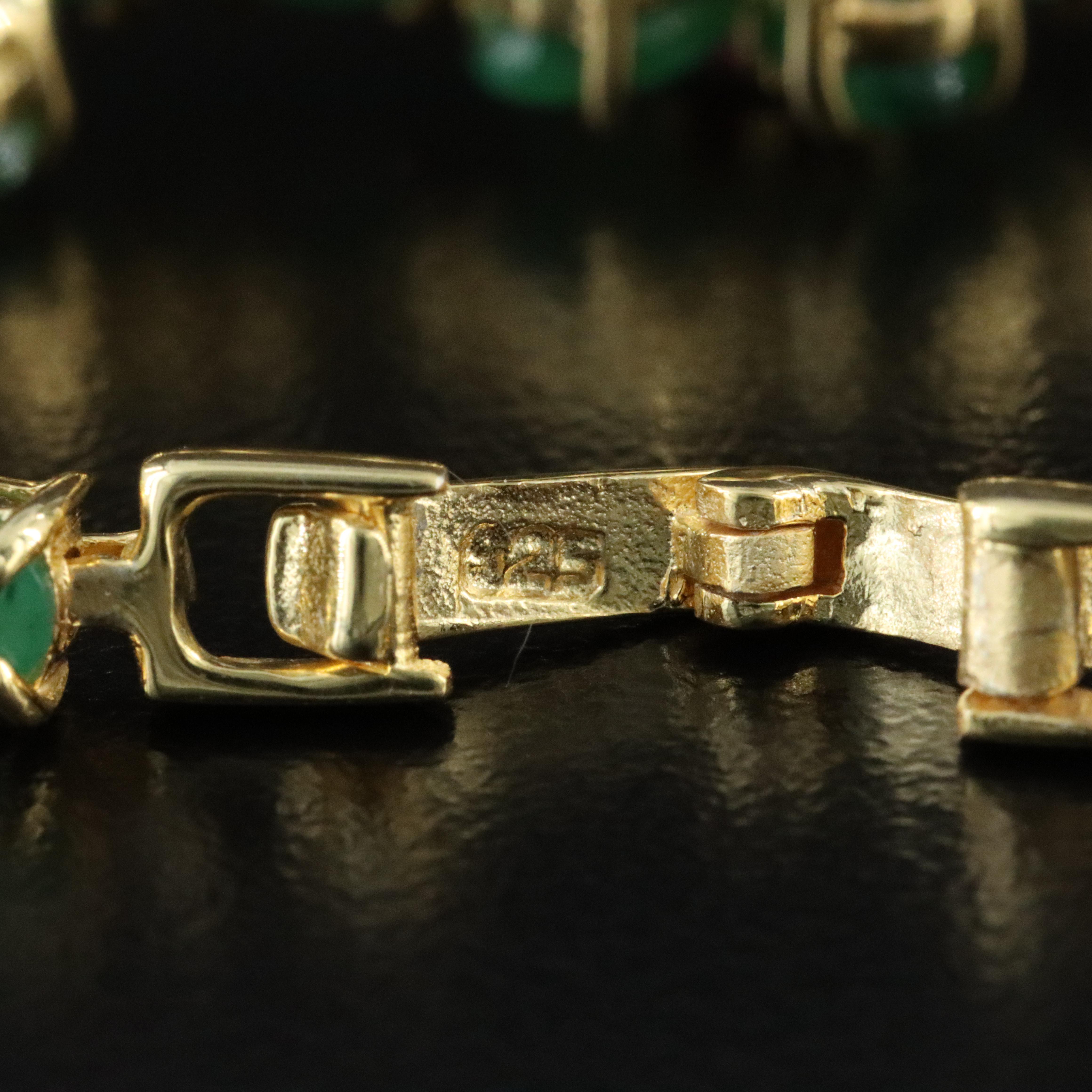 Sterling Emerald and Ruby Floral Bracelet