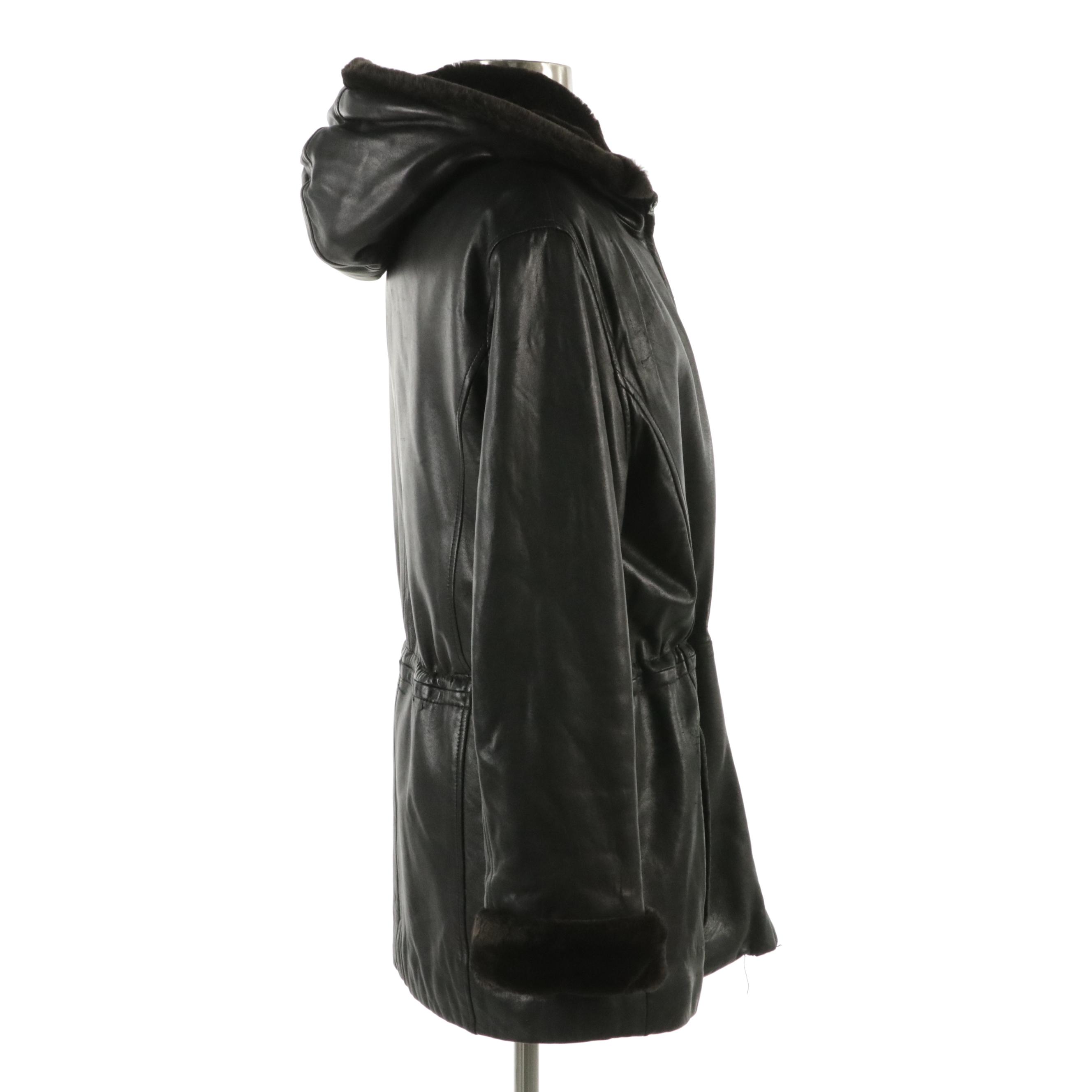 Andrew Marc New York Faux-Fur Lined Leather Jacket