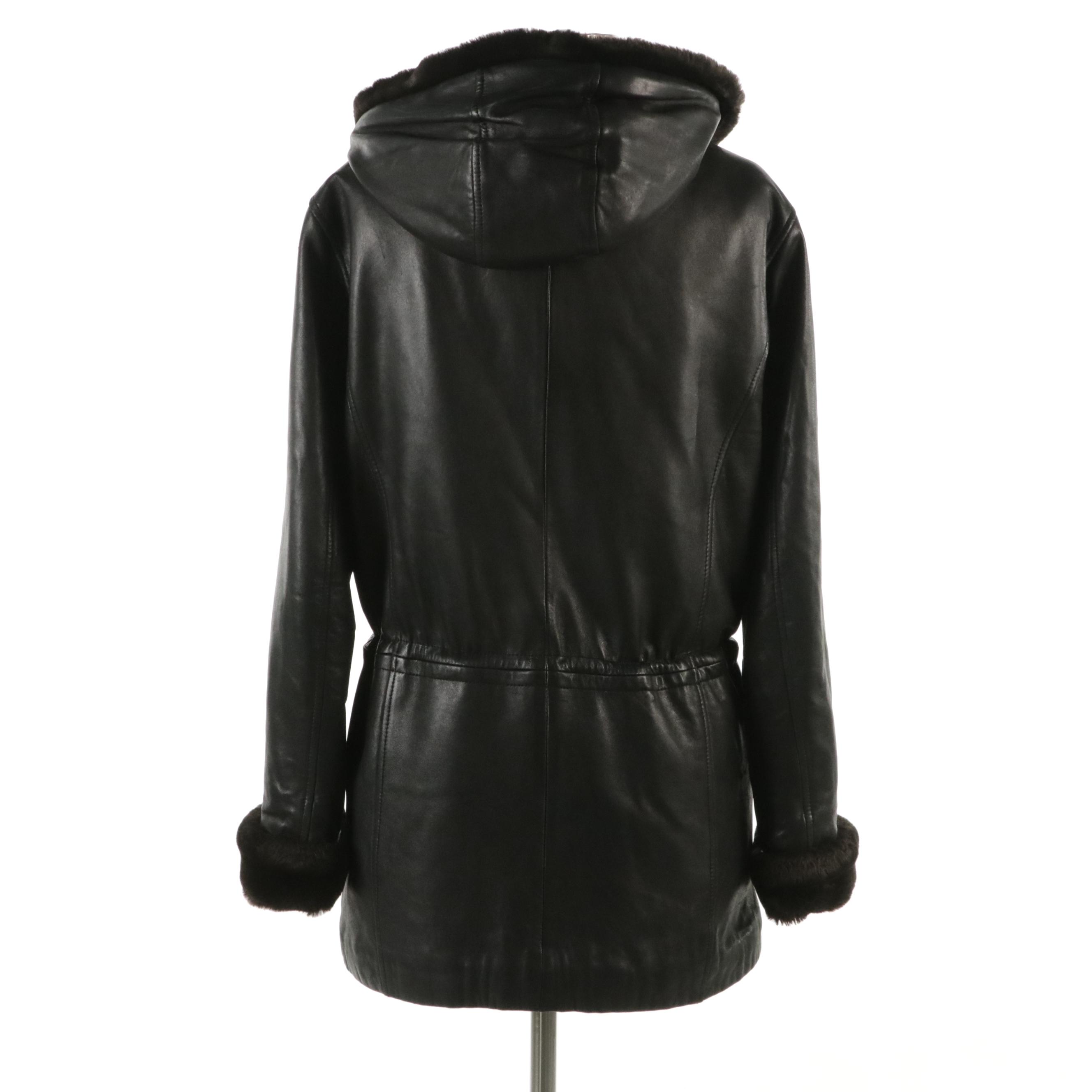 Andrew Marc New York Faux-Fur Lined Leather Jacket