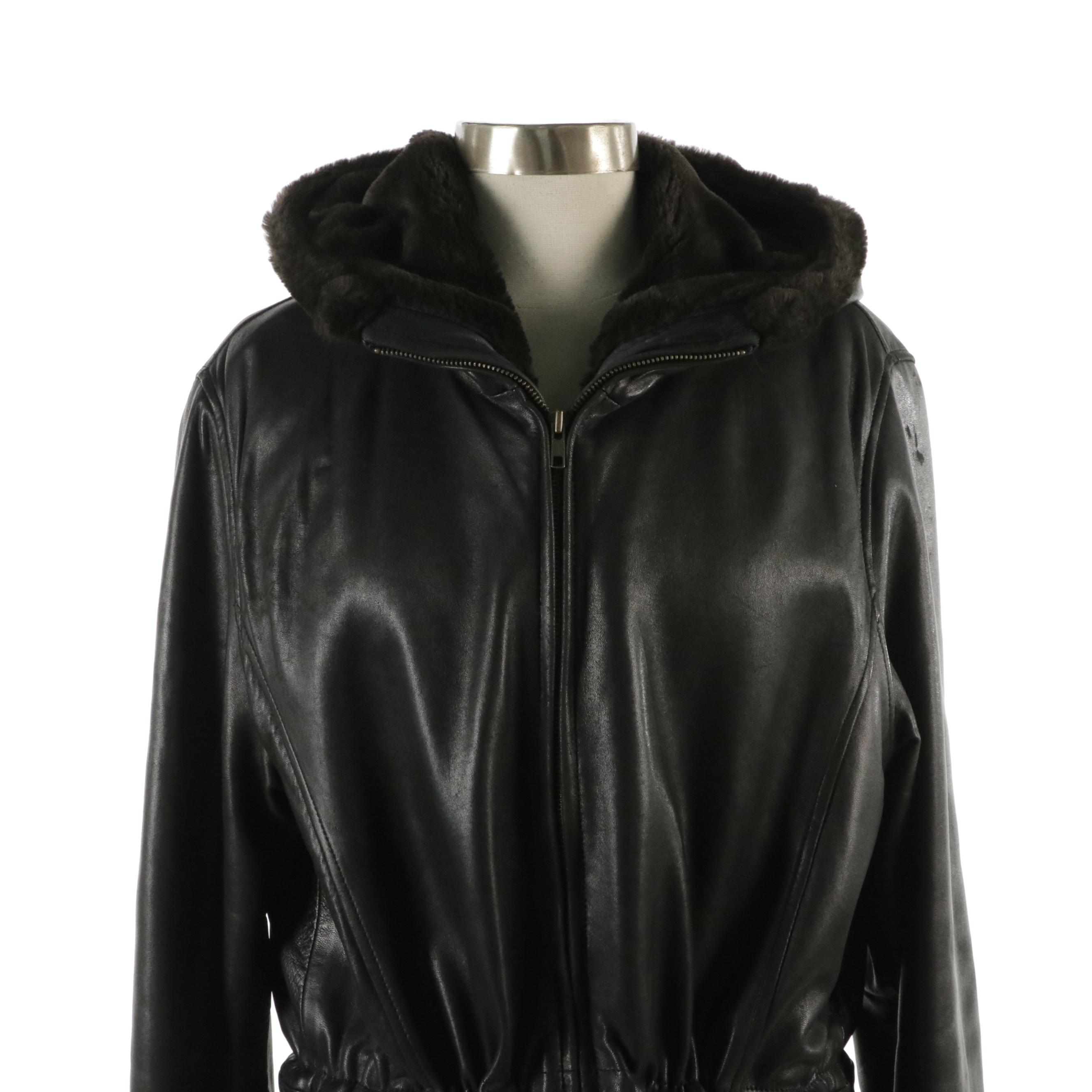 Andrew Marc New York Faux-Fur Lined Leather Jacket