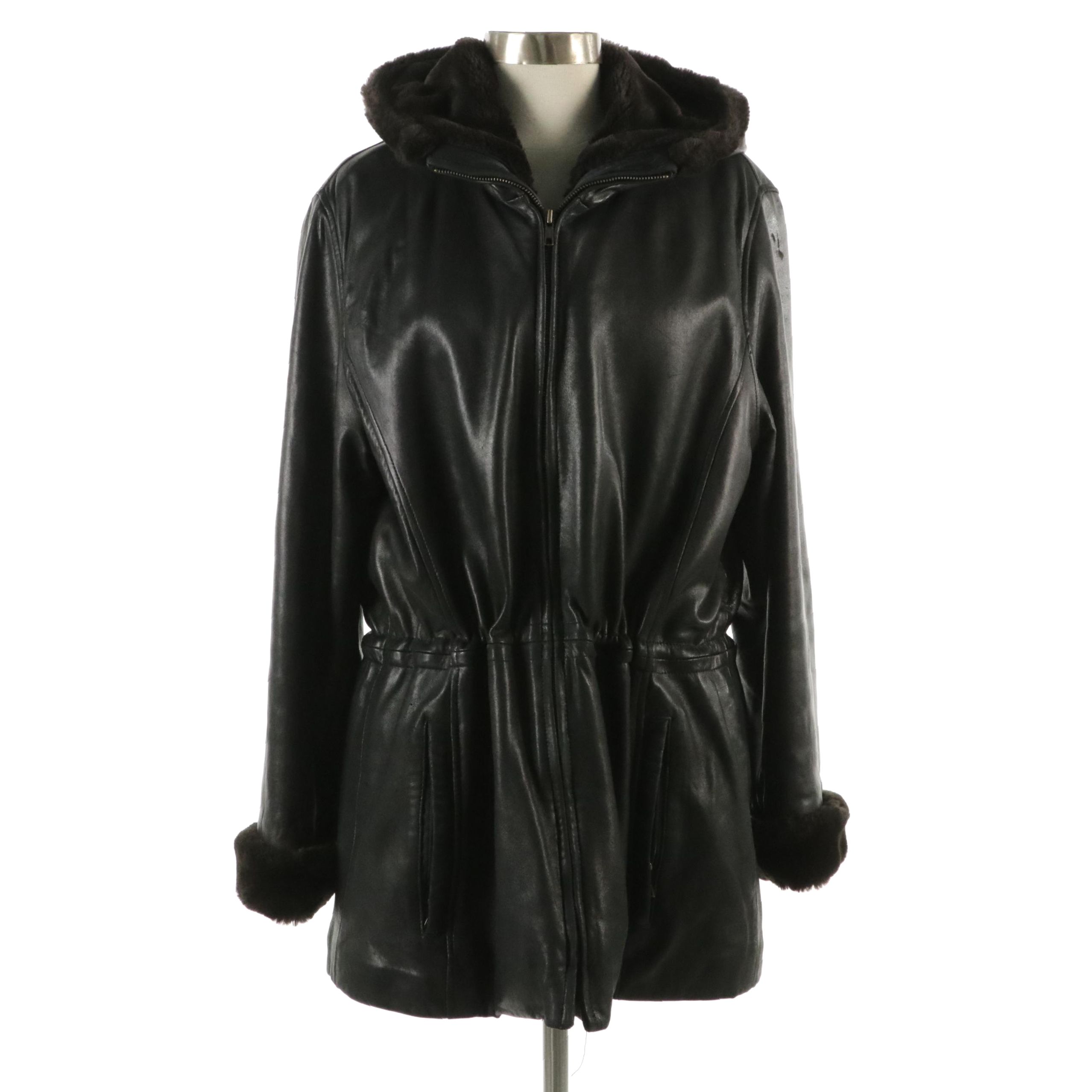 Andrew Marc New York Faux-Fur Lined Leather Jacket