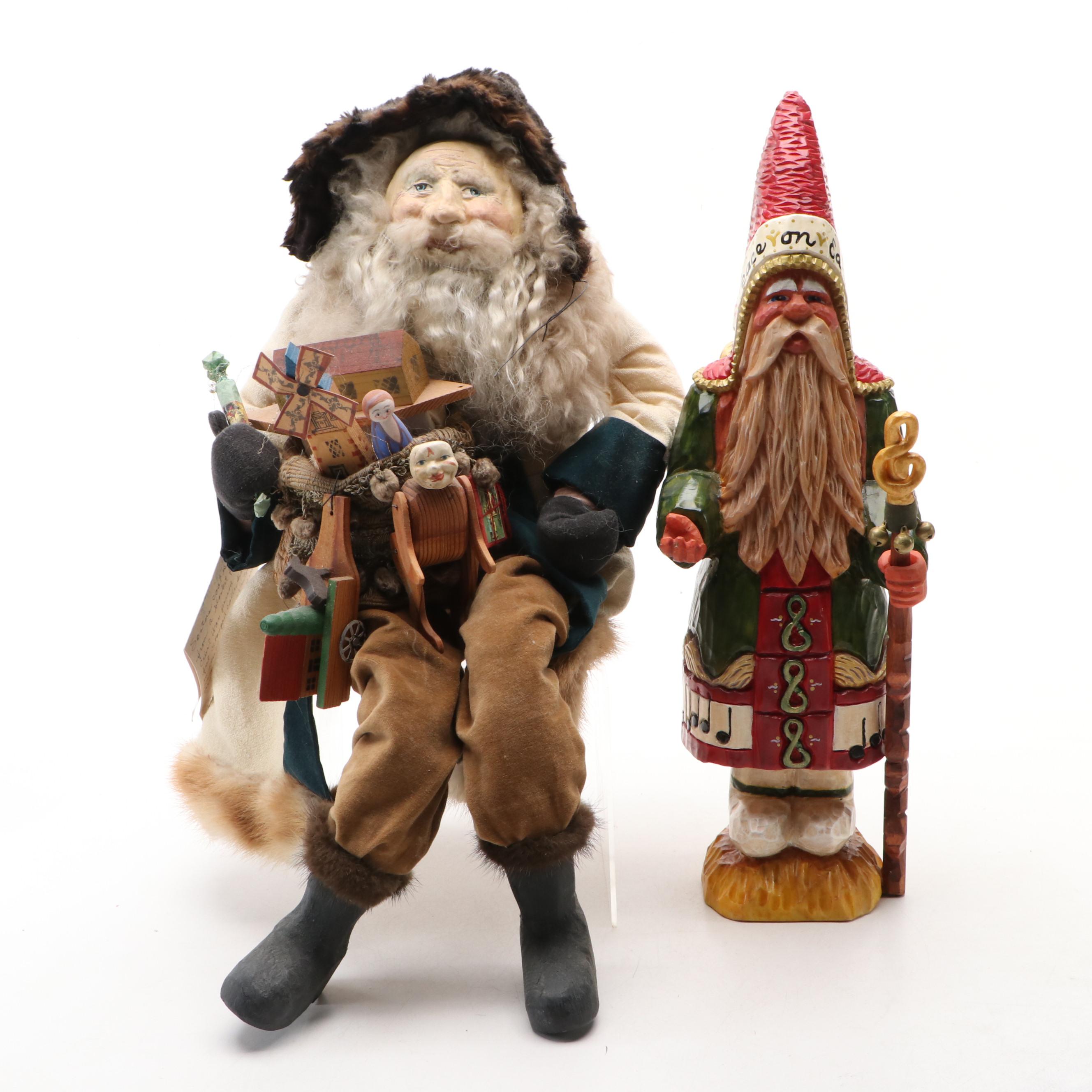 Antique Salvage Santa Claus Doll with Standing Figurine