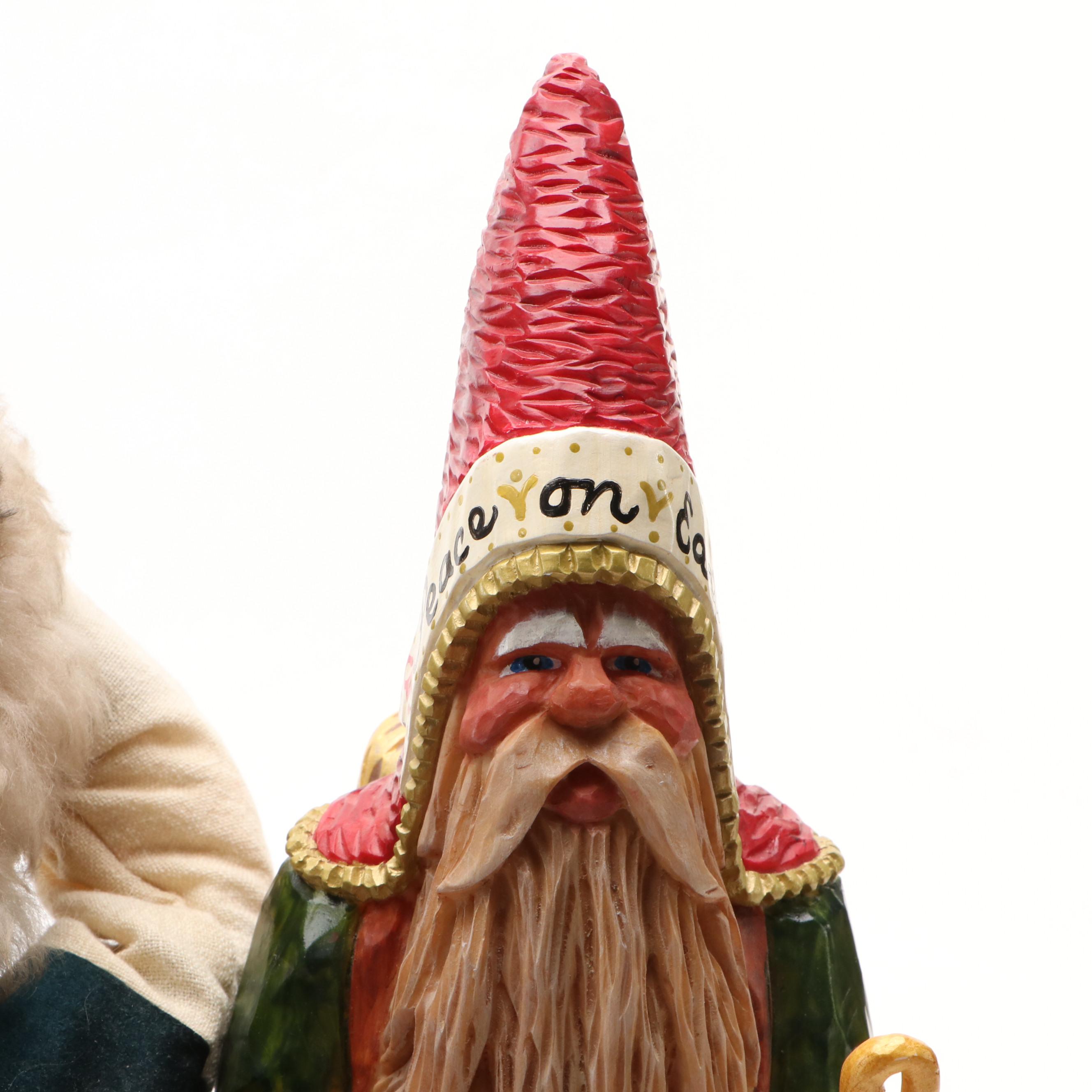 Antique Salvage Santa Claus Doll with Standing Figurine