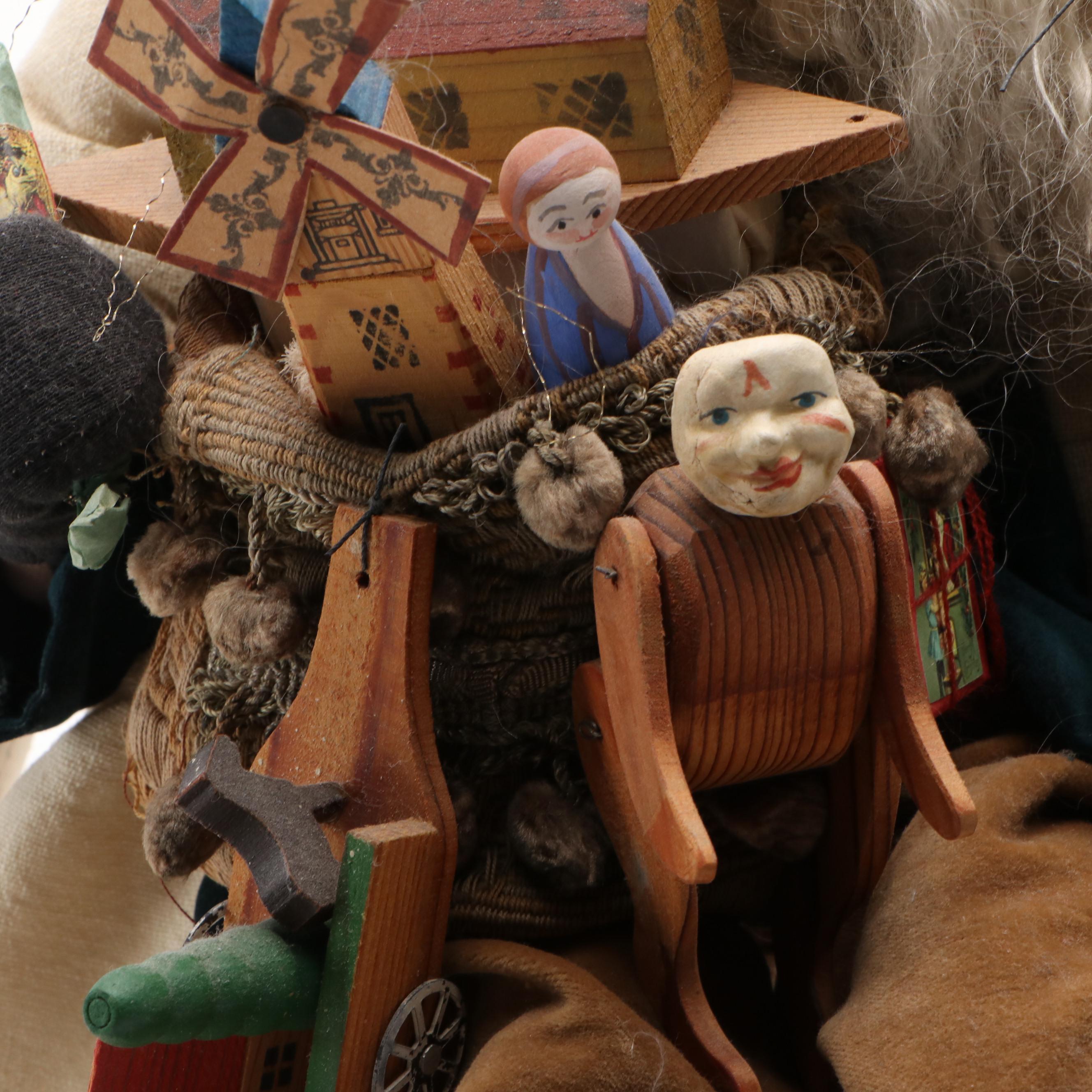 Antique Salvage Santa Claus Doll with Standing Figurine