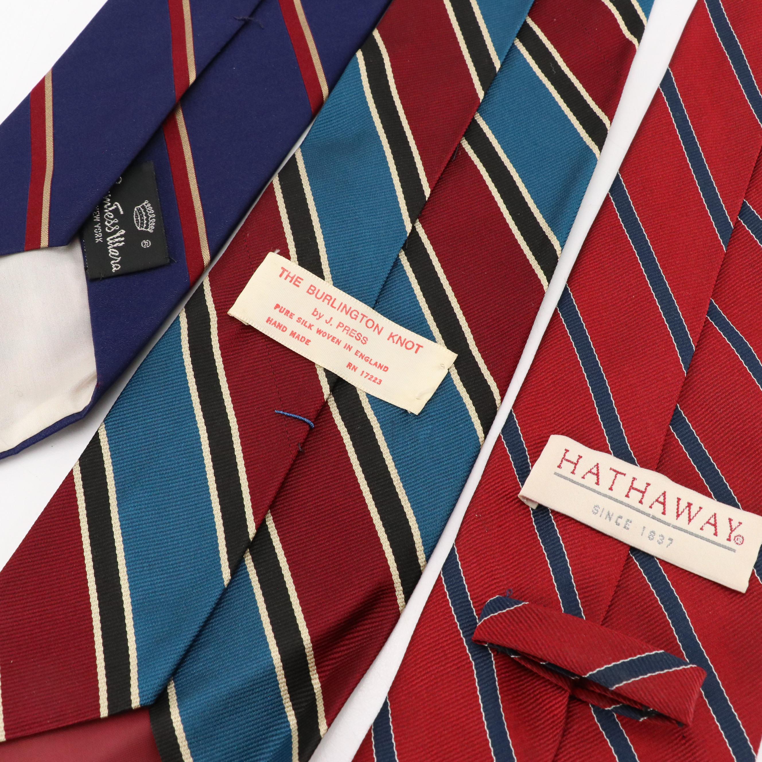 Vintage Patterned Silk and Wool Neckties Featuring Brooks Brothers