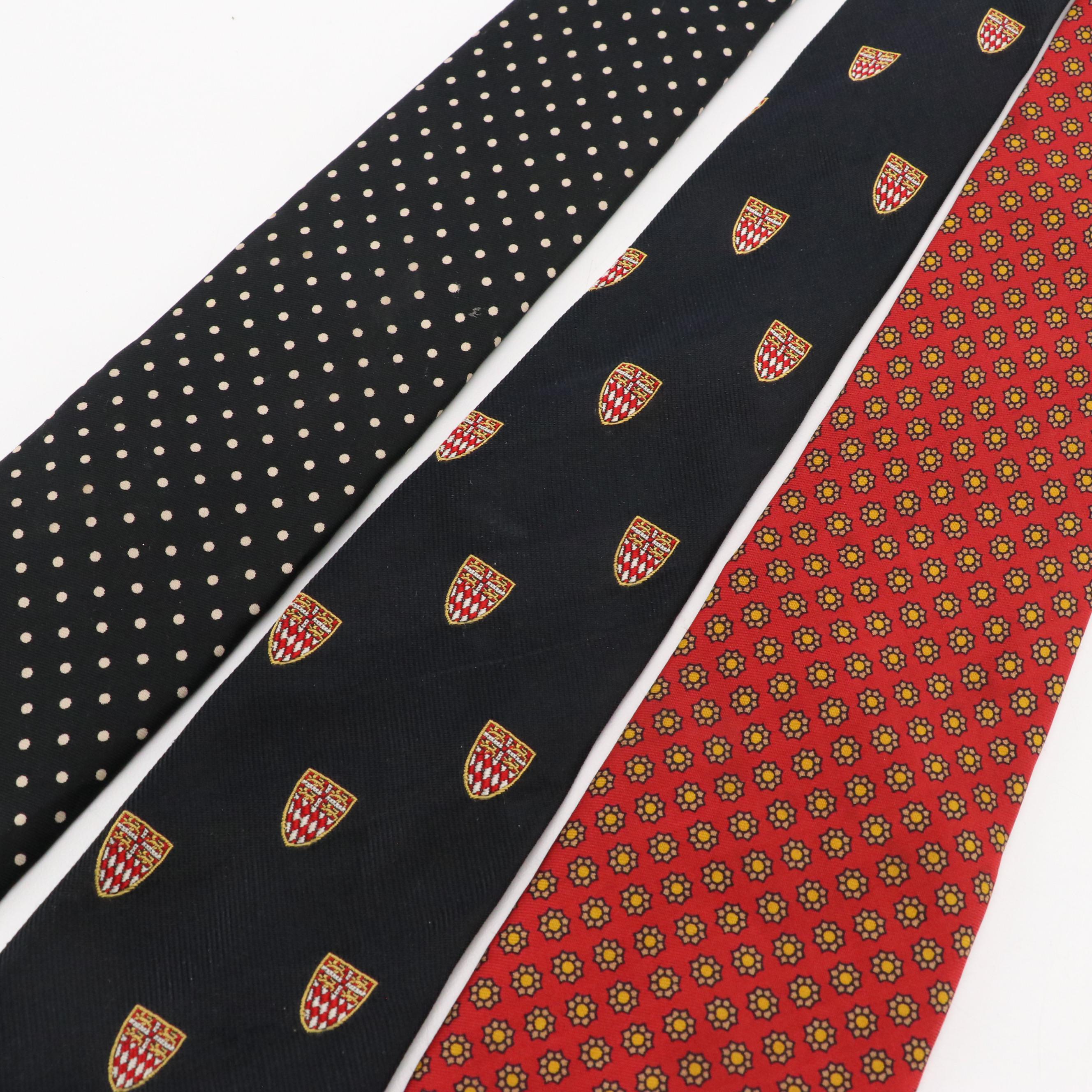 Vintage Patterned Silk and Wool Neckties Featuring Brooks Brothers