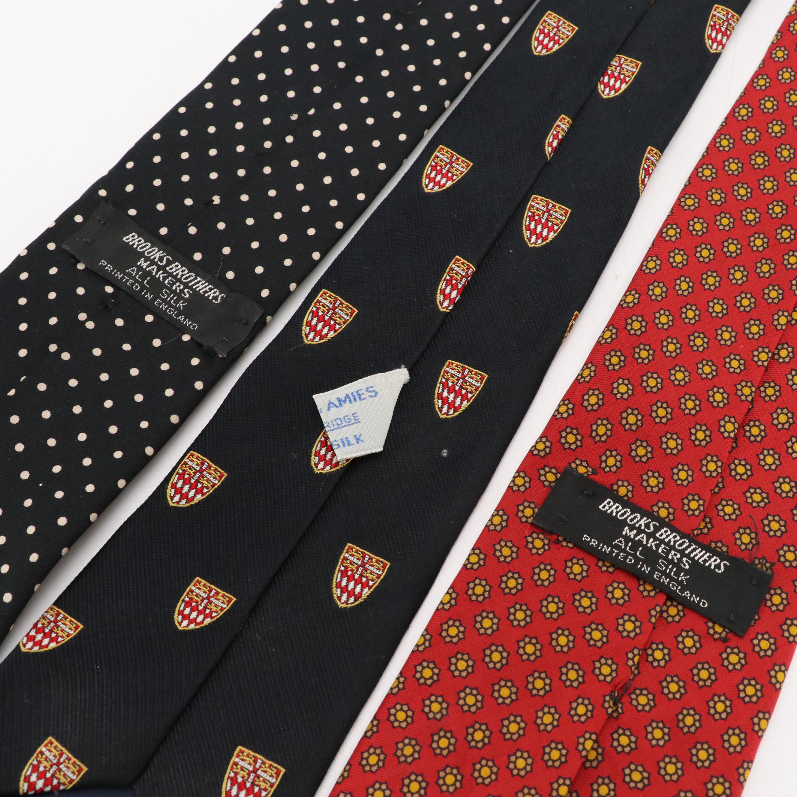Vintage Patterned Silk and Wool Neckties Featuring Brooks Brothers