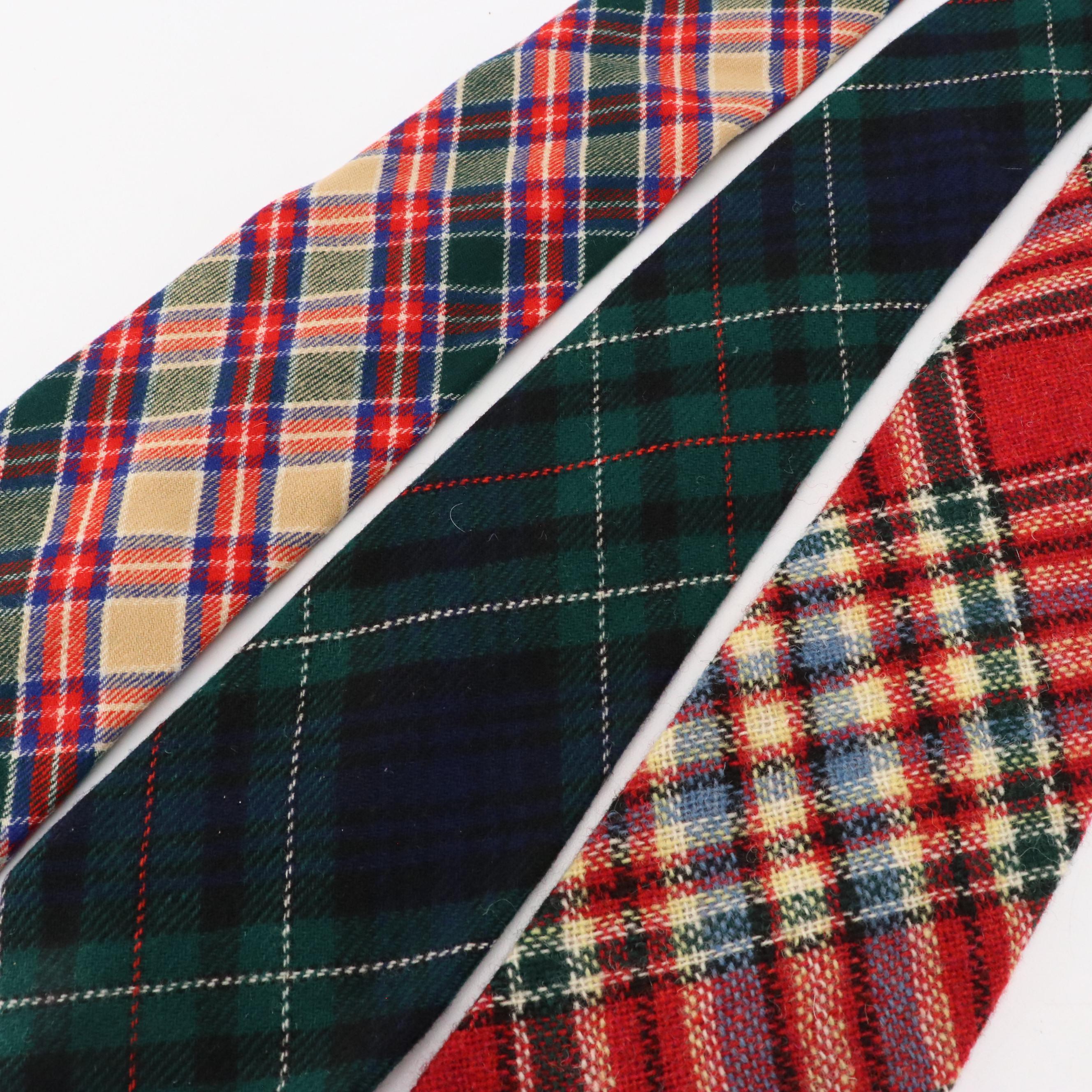 Vintage Patterned Silk and Wool Neckties Featuring Brooks Brothers