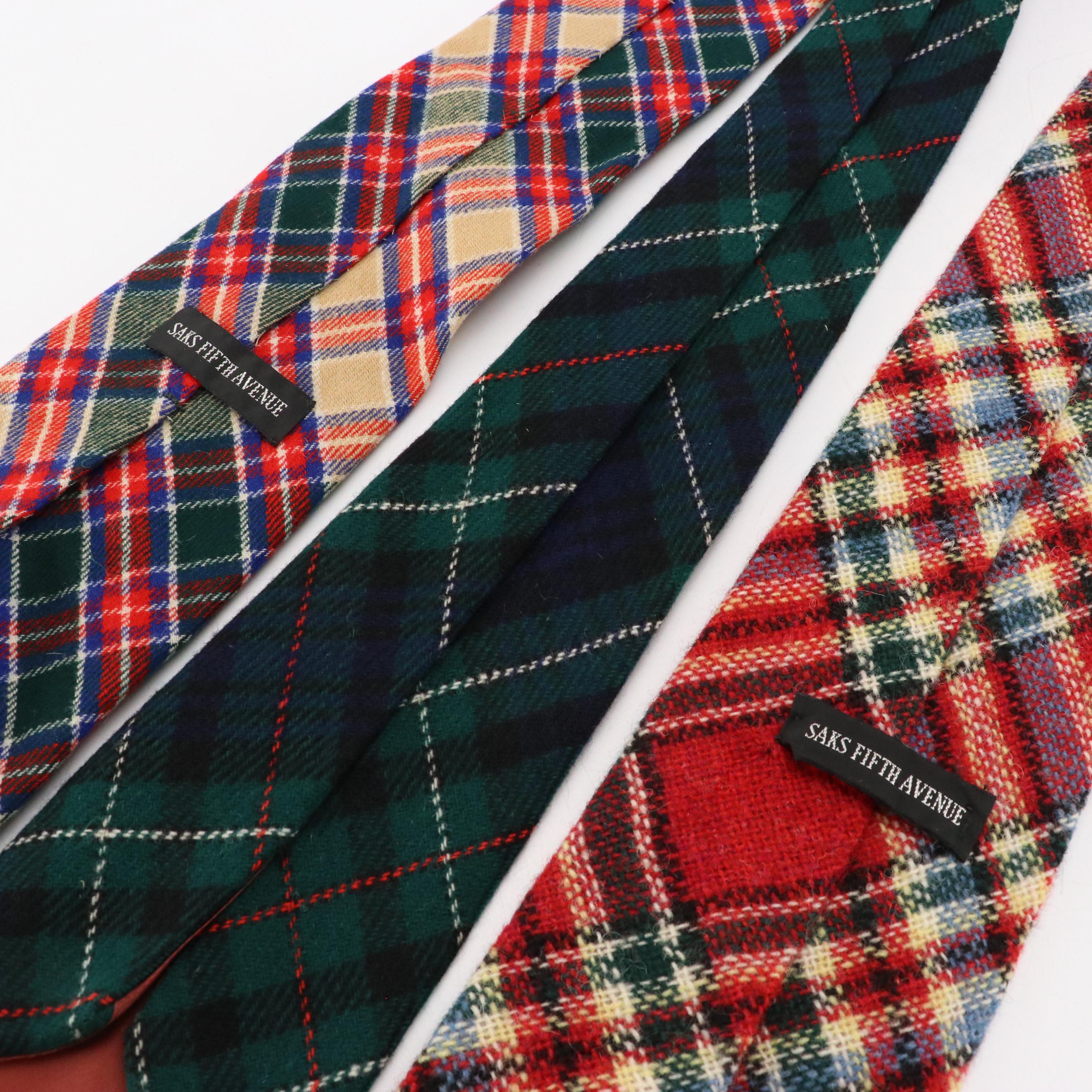 Vintage Patterned Silk and Wool Neckties Featuring Brooks Brothers