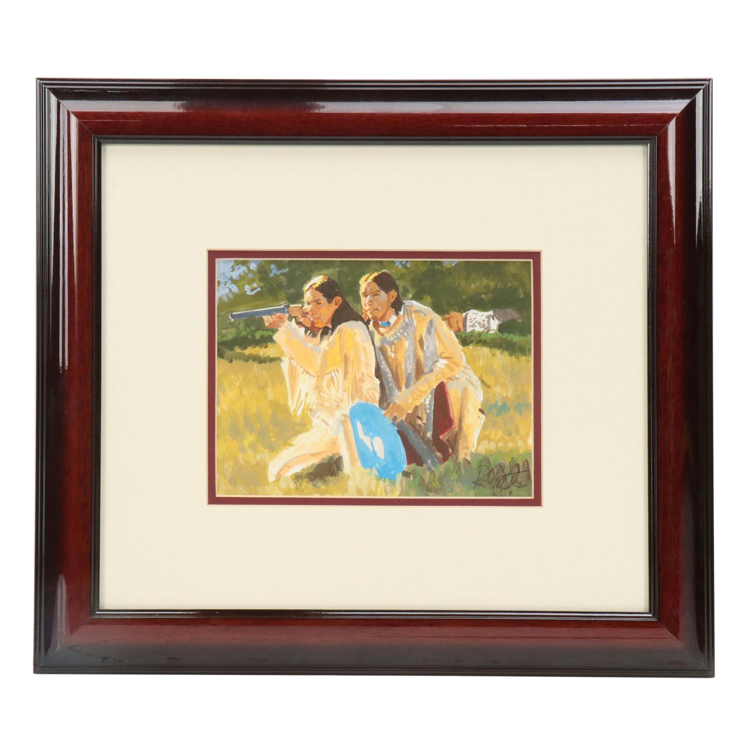 Robert Tate Indigenous People Genre Gouache Painting