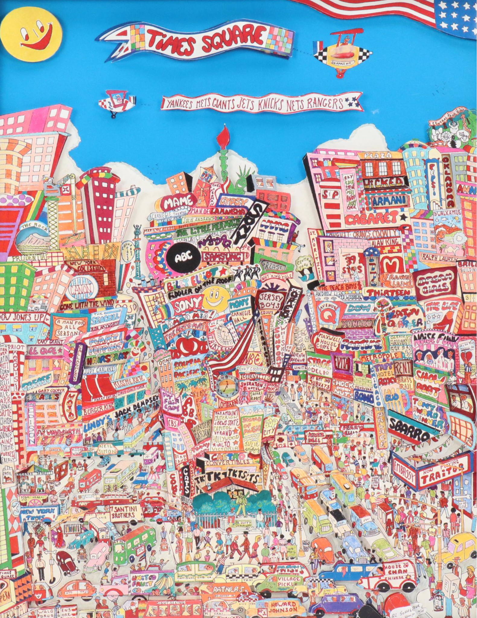 After Al Schreiber Dimensional Offset Lithograph "Times Square"