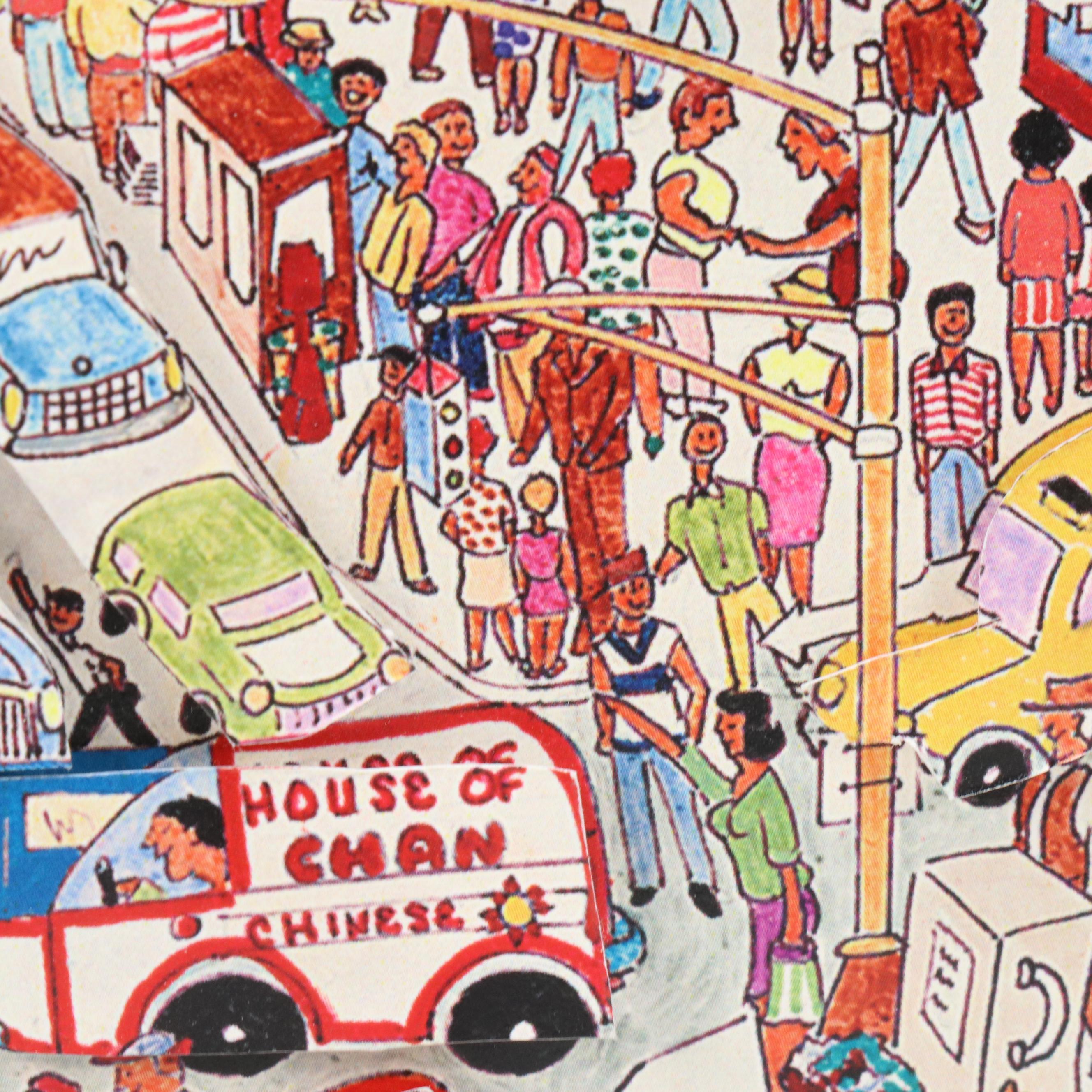 After Al Schreiber Dimensional Offset Lithograph "Times Square"