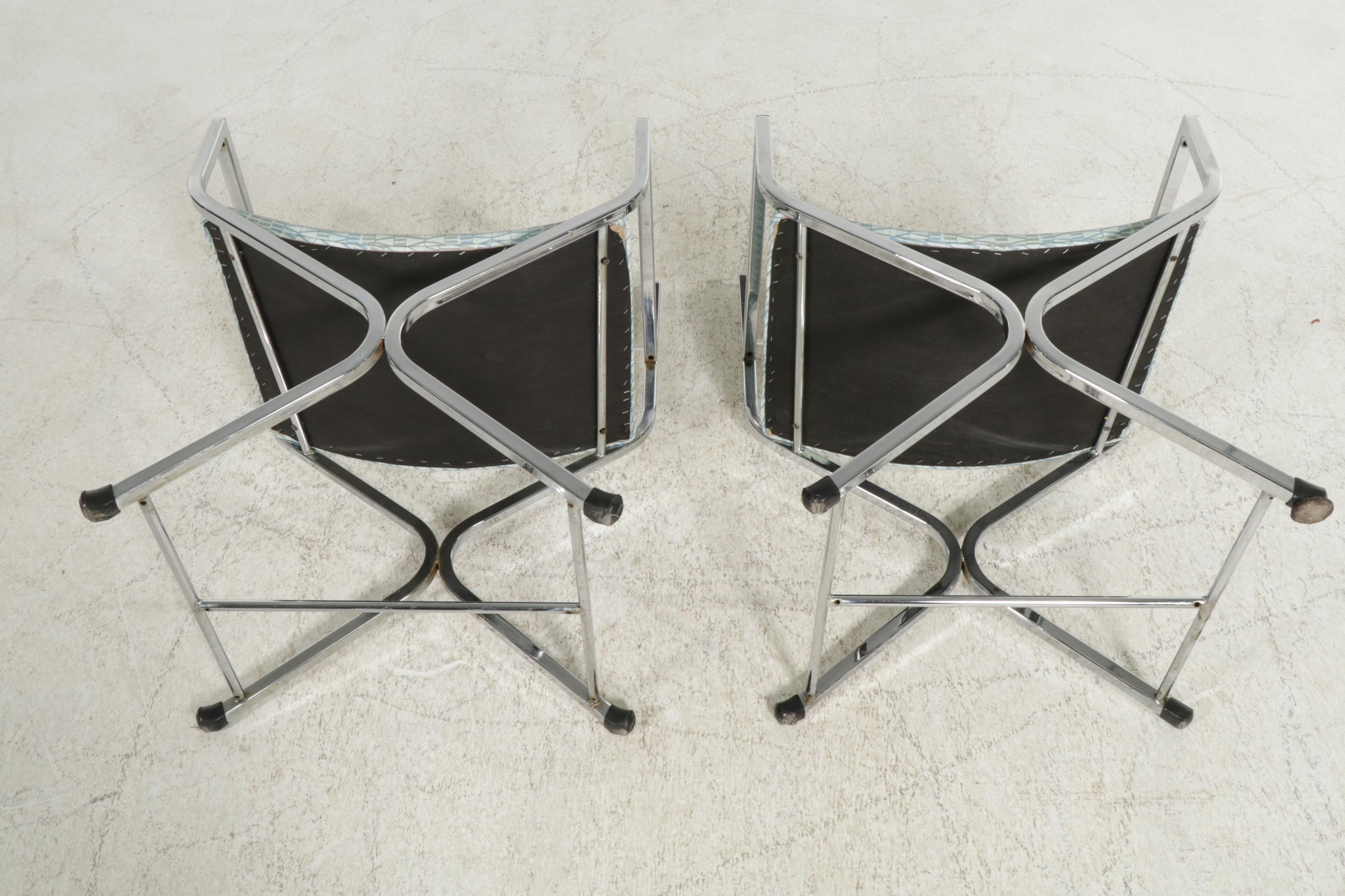 Modernist Chrome Director's Chairs with Acrylic Backs, Pair
