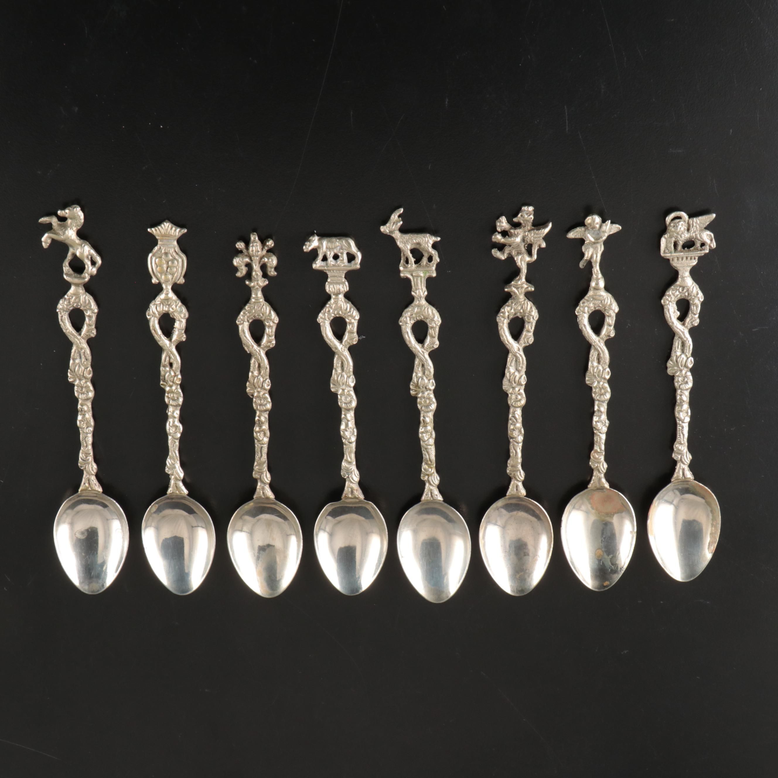 Italian City Symbols and Other Demitasse Spoons, Mid to Late 20th Century