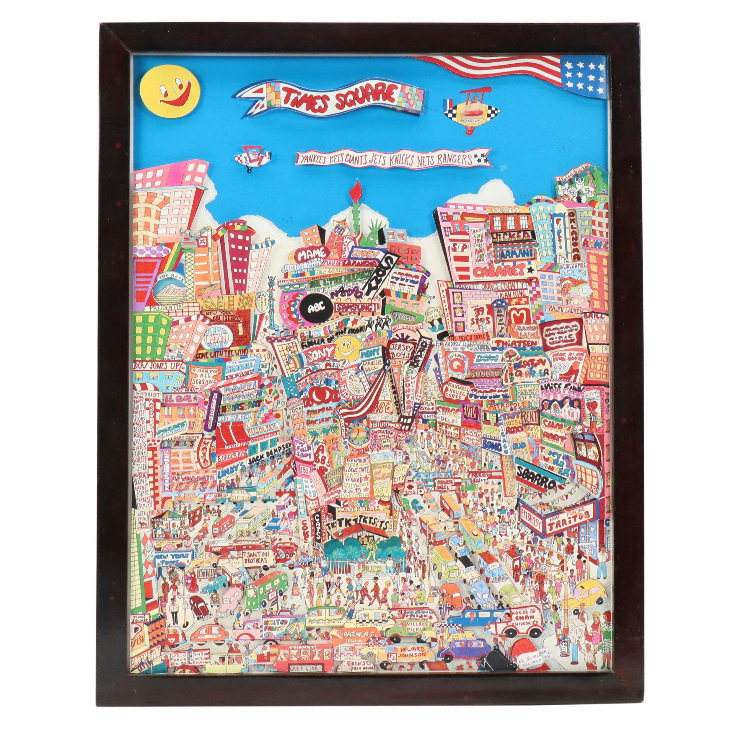After Al Schreiber Dimensional Offset Lithograph "Times Square"
