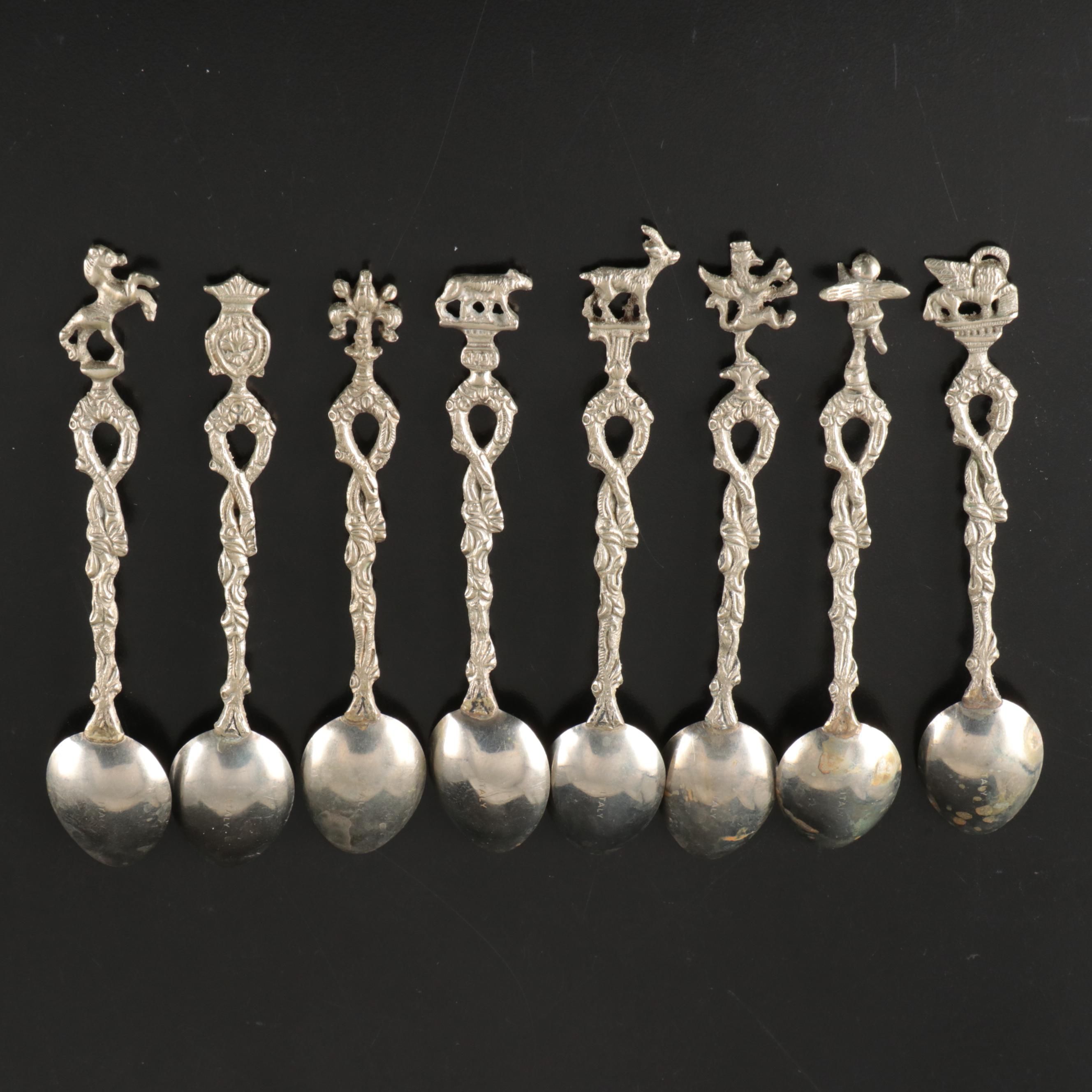 Italian City Symbols and Other Demitasse Spoons, Mid to Late 20th Century