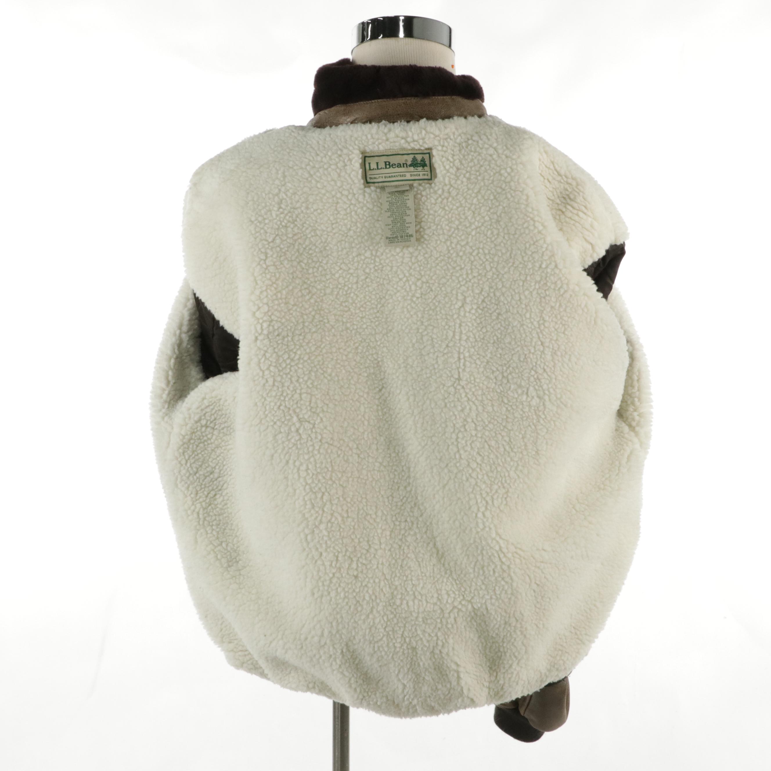 Men's L.L. Bean Mocha Brown Goatskin Leather Jacket with Shearling Wool Trim