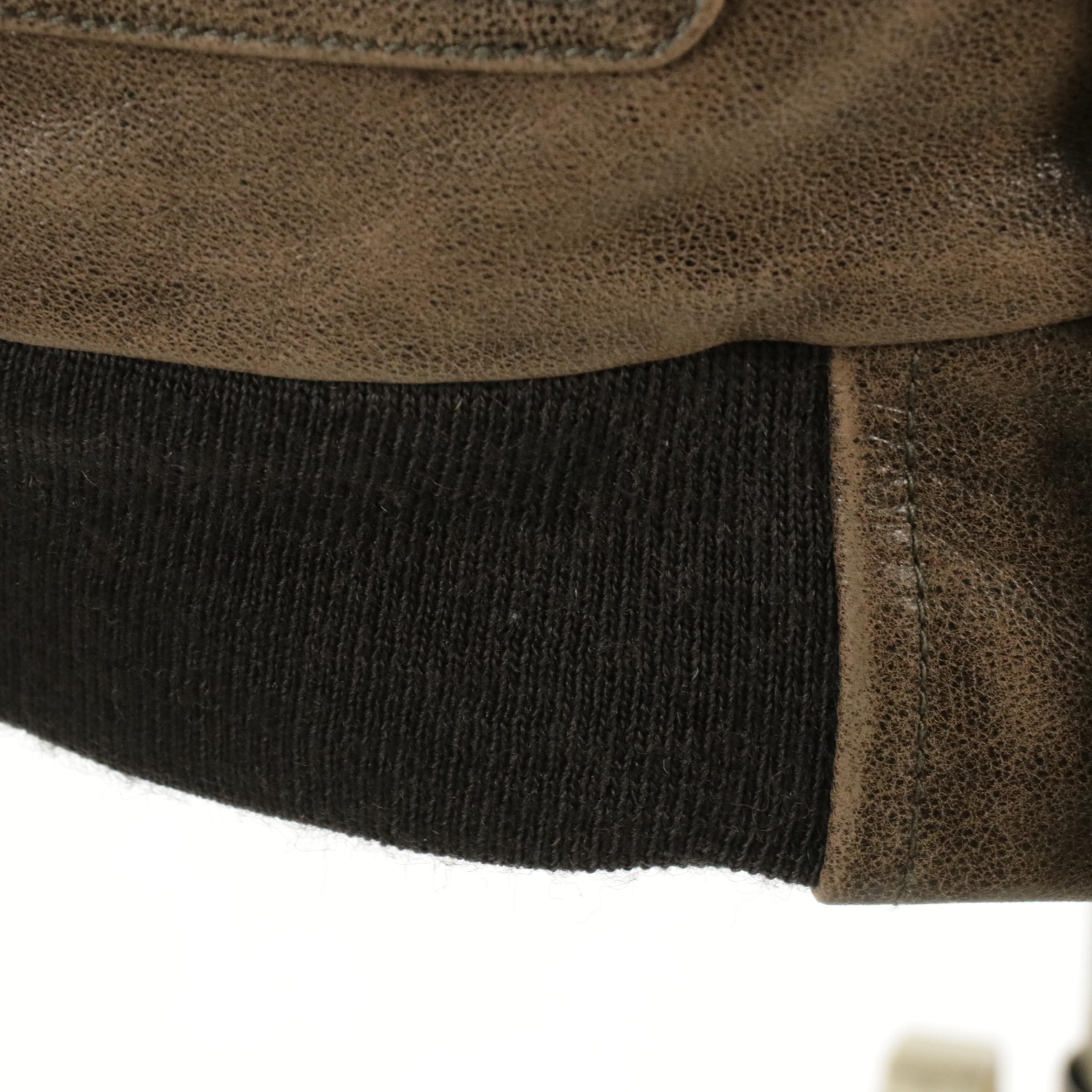 Men's L.L. Bean Mocha Brown Goatskin Leather Jacket with Shearling Wool Trim