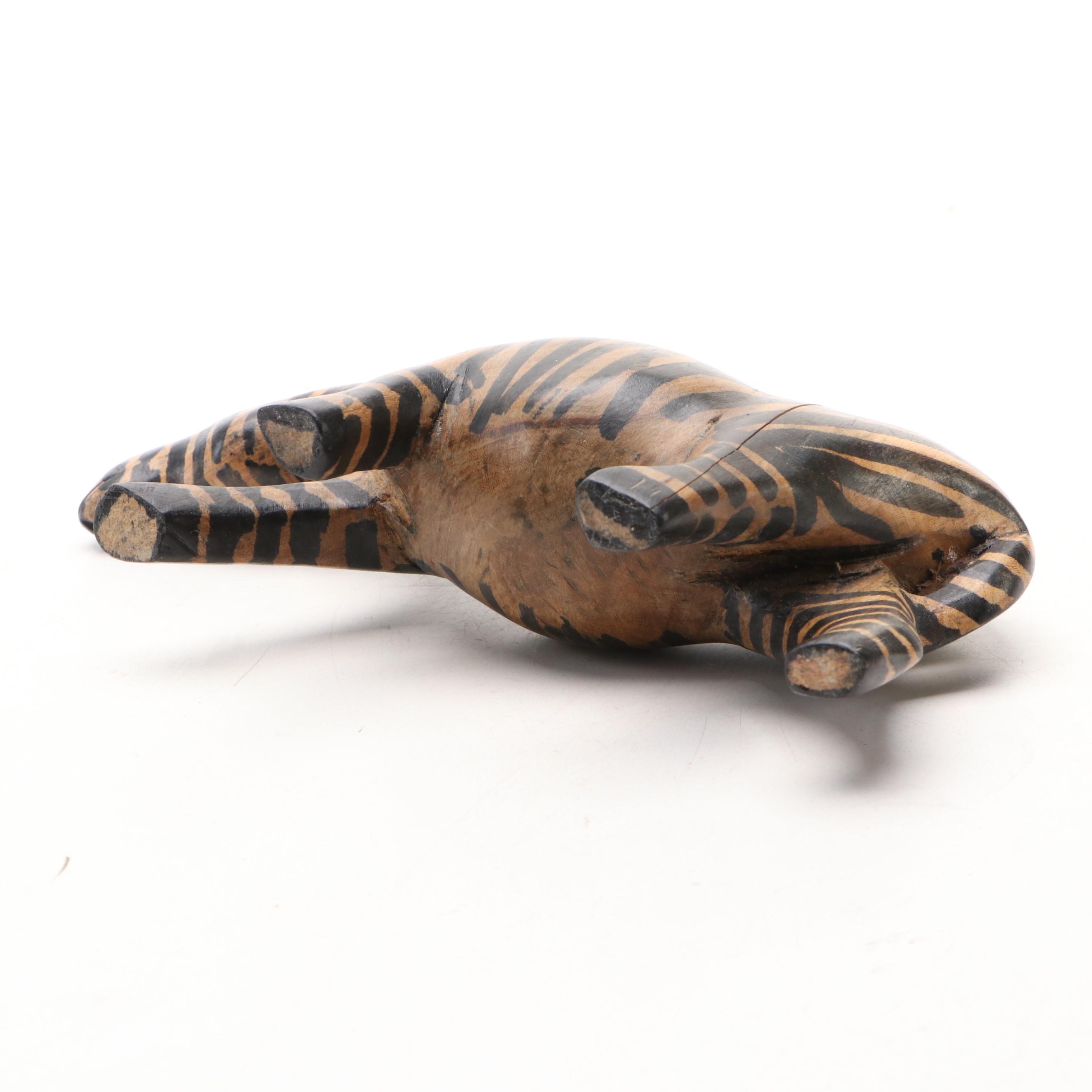 Carved Wood and Wrapped Leather Giraffes with Zebra