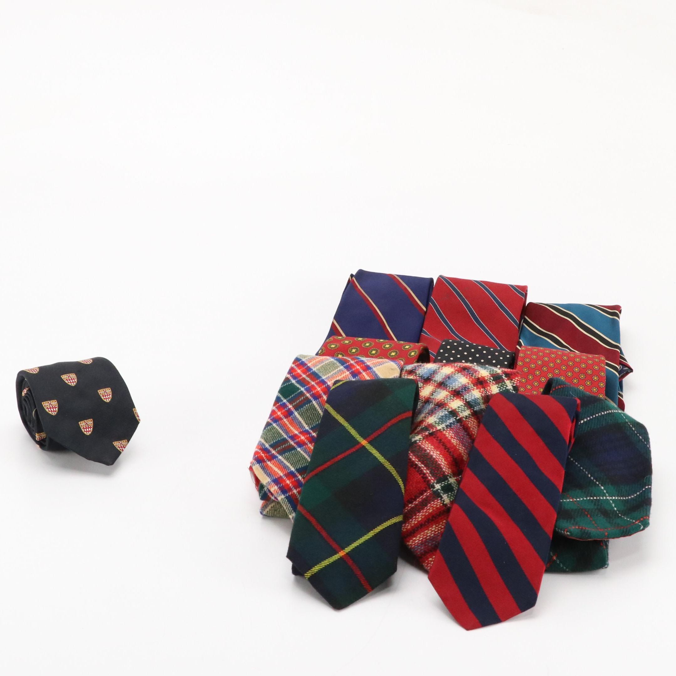Vintage Patterned Silk and Wool Neckties Featuring Brooks Brothers