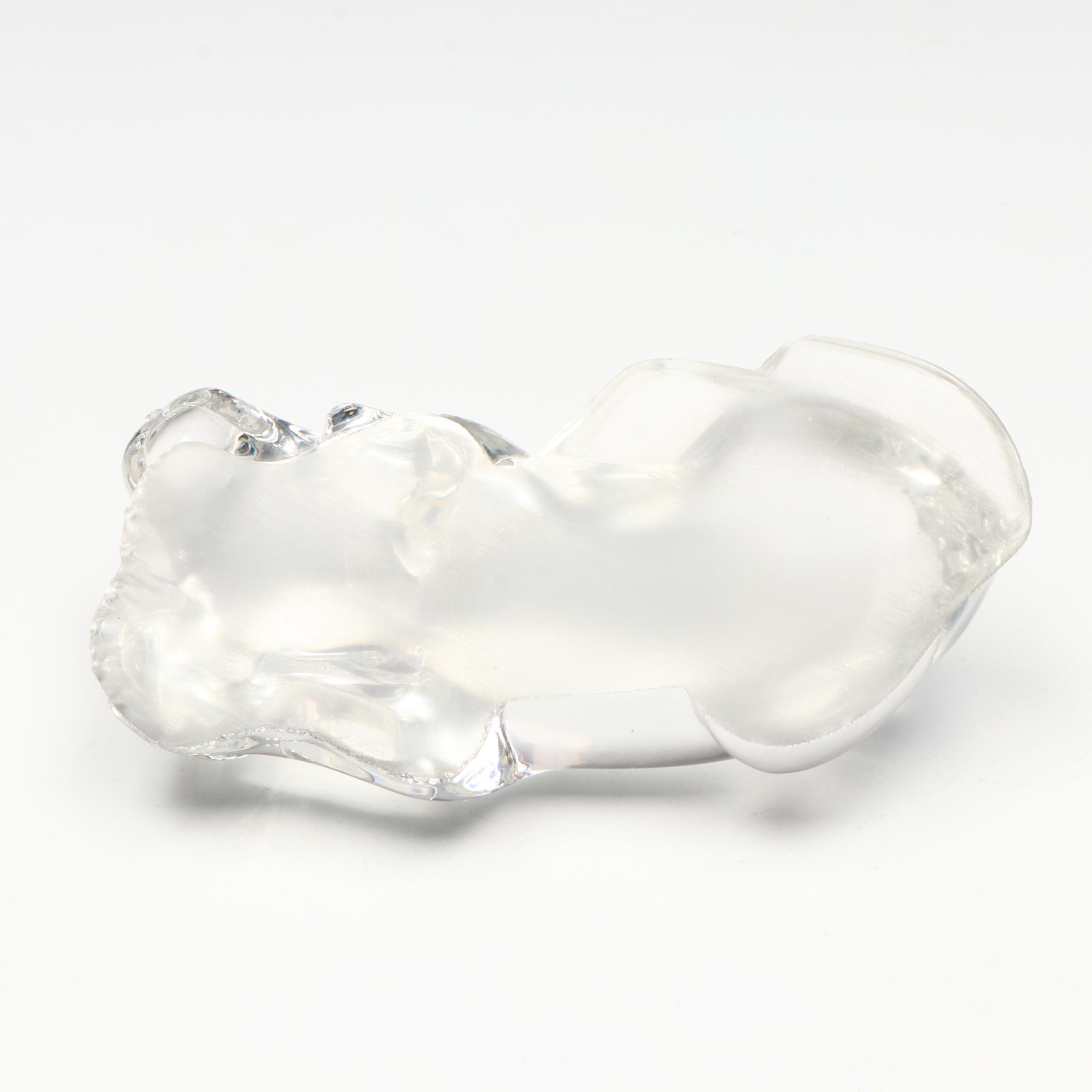 Metal Duck Head, Crystal Dog, and Glass Pear Paperweights